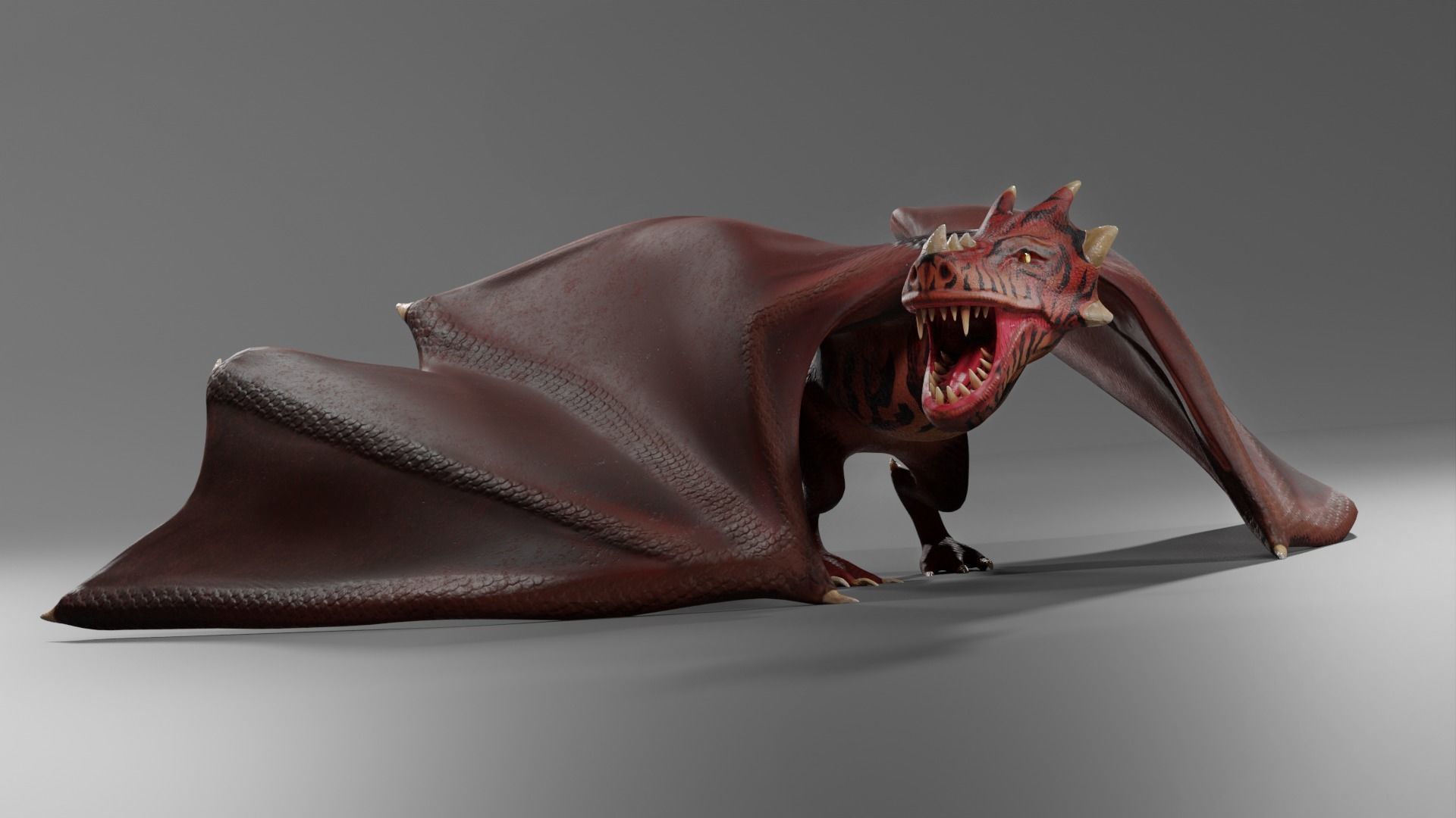 Fantasy Fire Dragons Low-poly 3D model_8