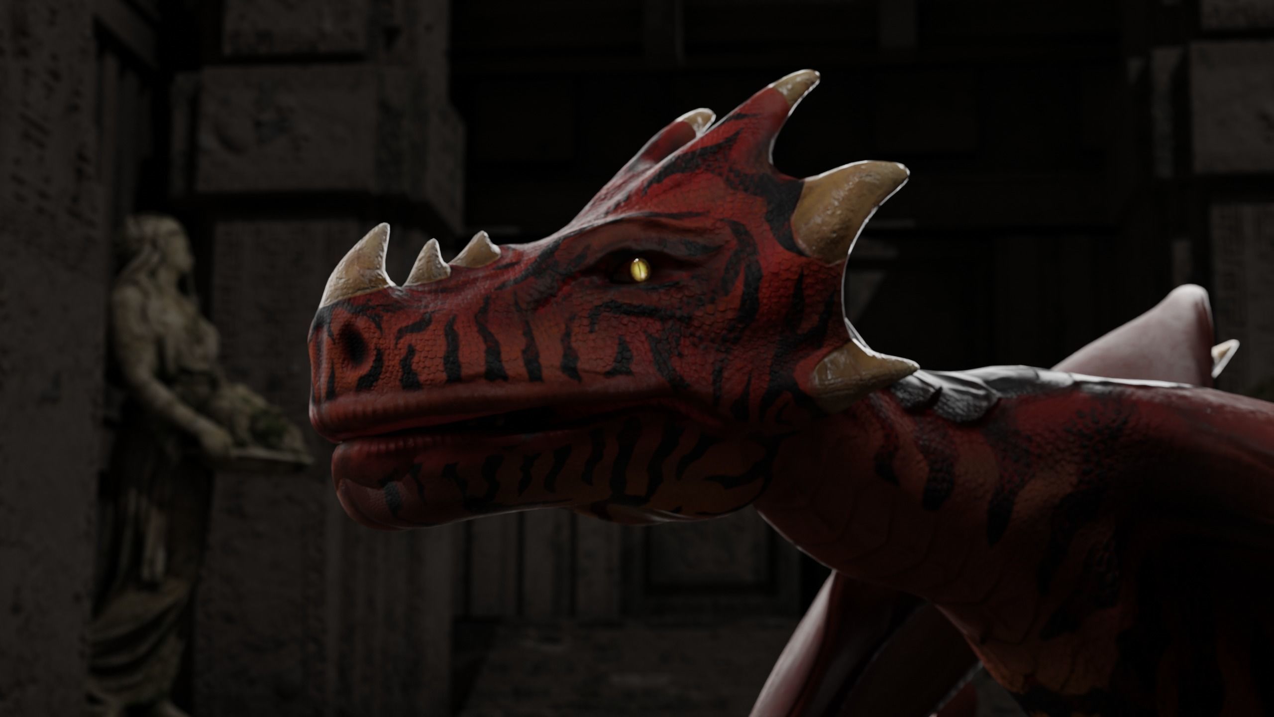 Fantasy Fire Dragons Low-poly 3D model_15