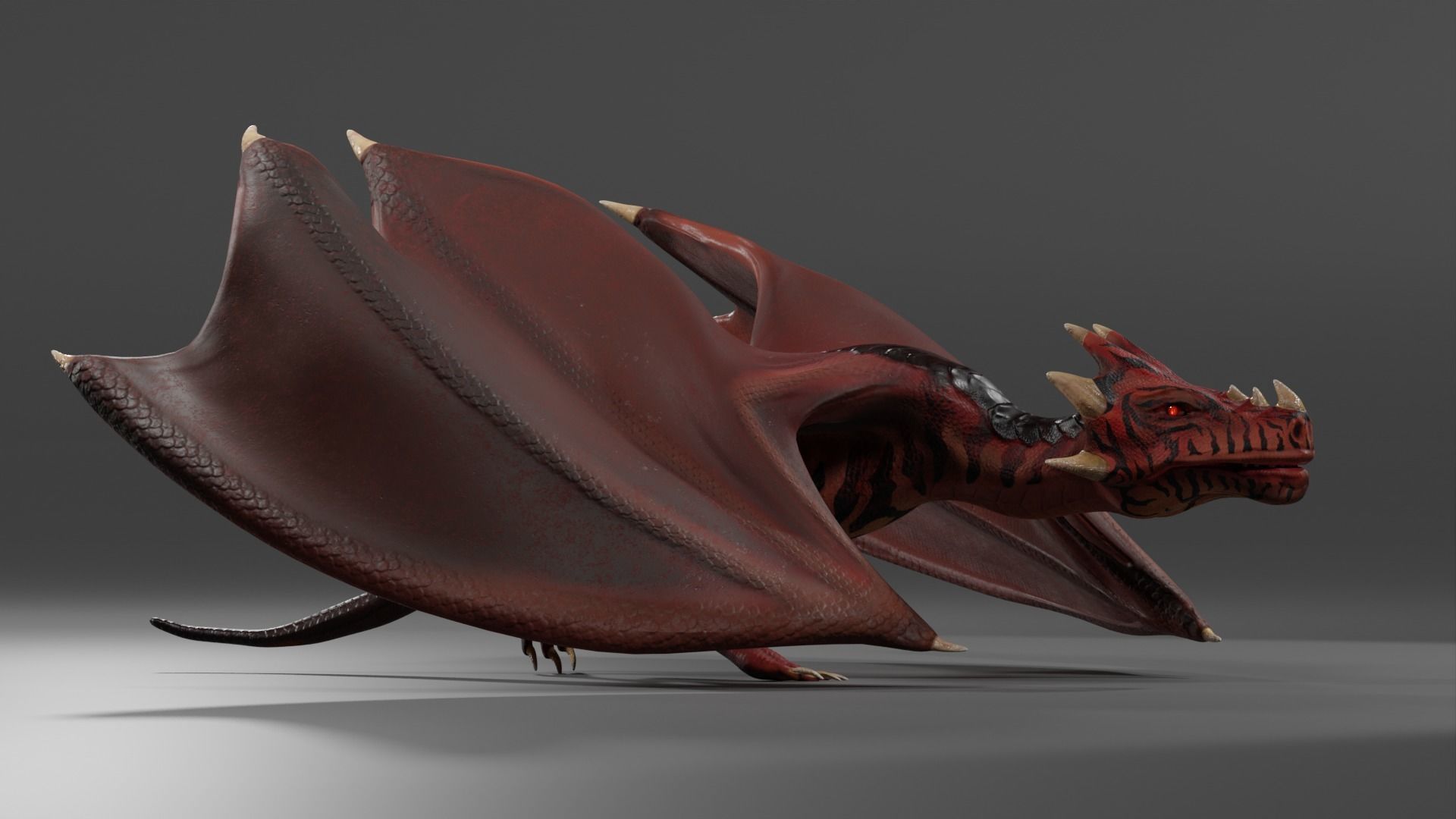 Fantasy Fire Dragons Low-poly 3D model_14