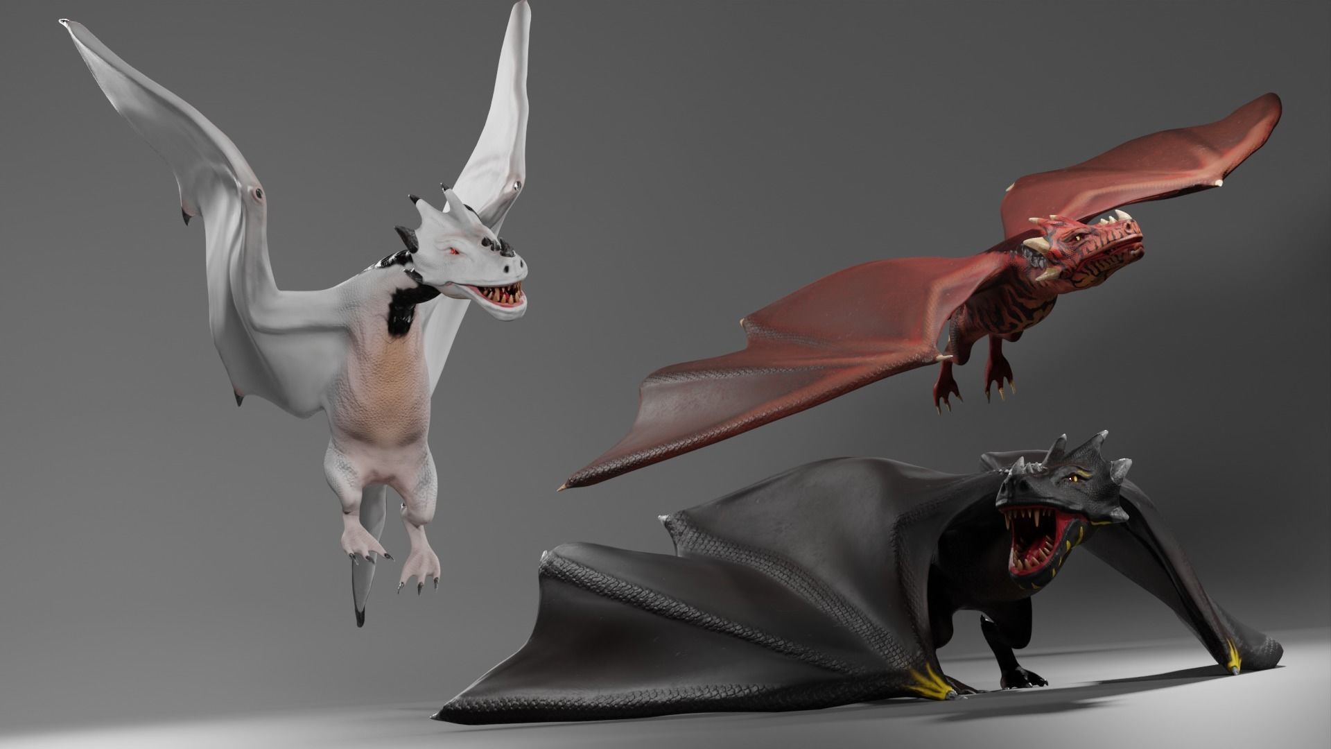 Fantasy Fire Dragons Low-poly 3D model_22