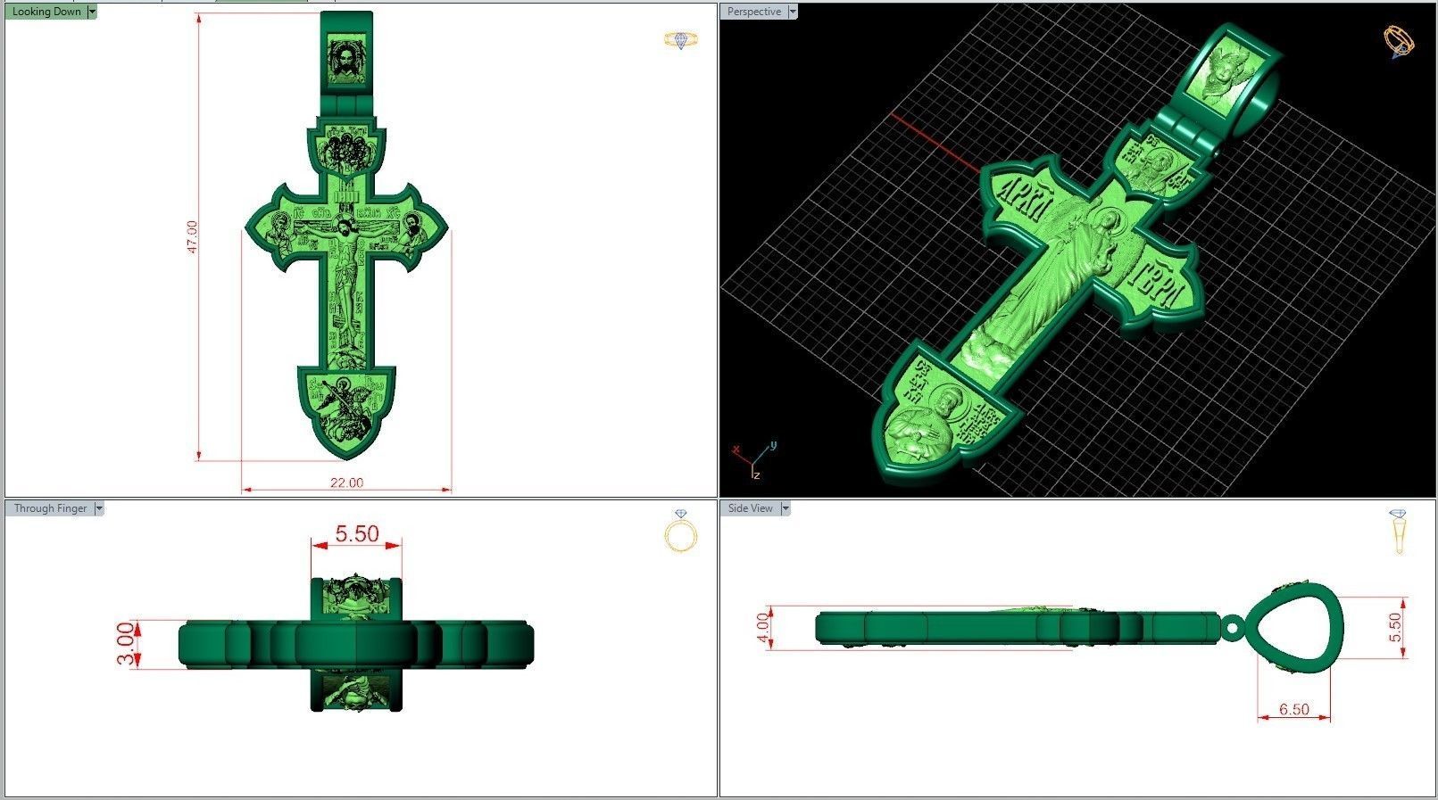 Orthodox Crucifix Jesus Christ Cross With Archangel and Saints 3D print model_8