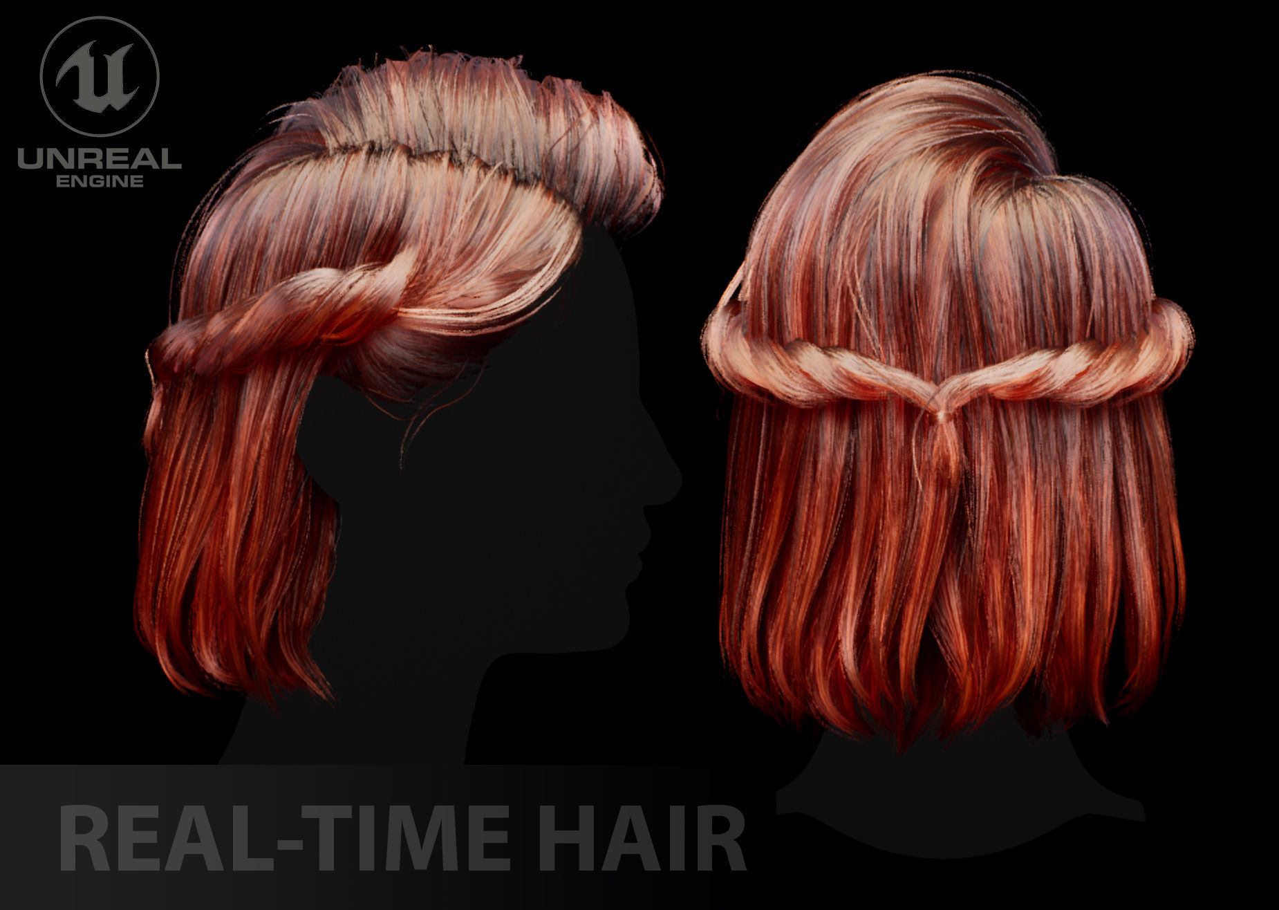 3D model Hairstyle pack1 x5 pieces PBR Rigging Skinning VR / AR / low ...