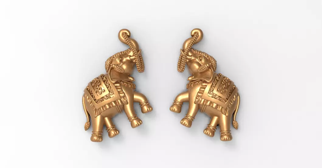 ELEPHANT pair of earrings 3D print model