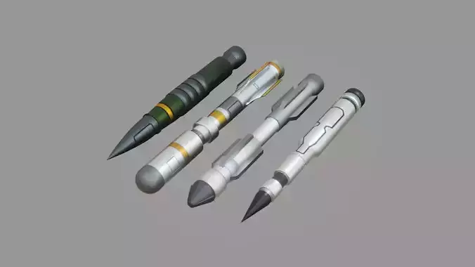 Sci-Fi Missiles - Low Poly - Game Ready - PBR
