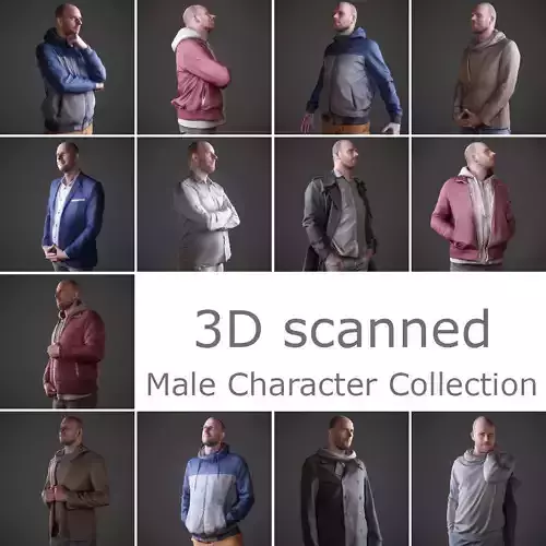 12 Casual Male Characters Low-poly 3D model