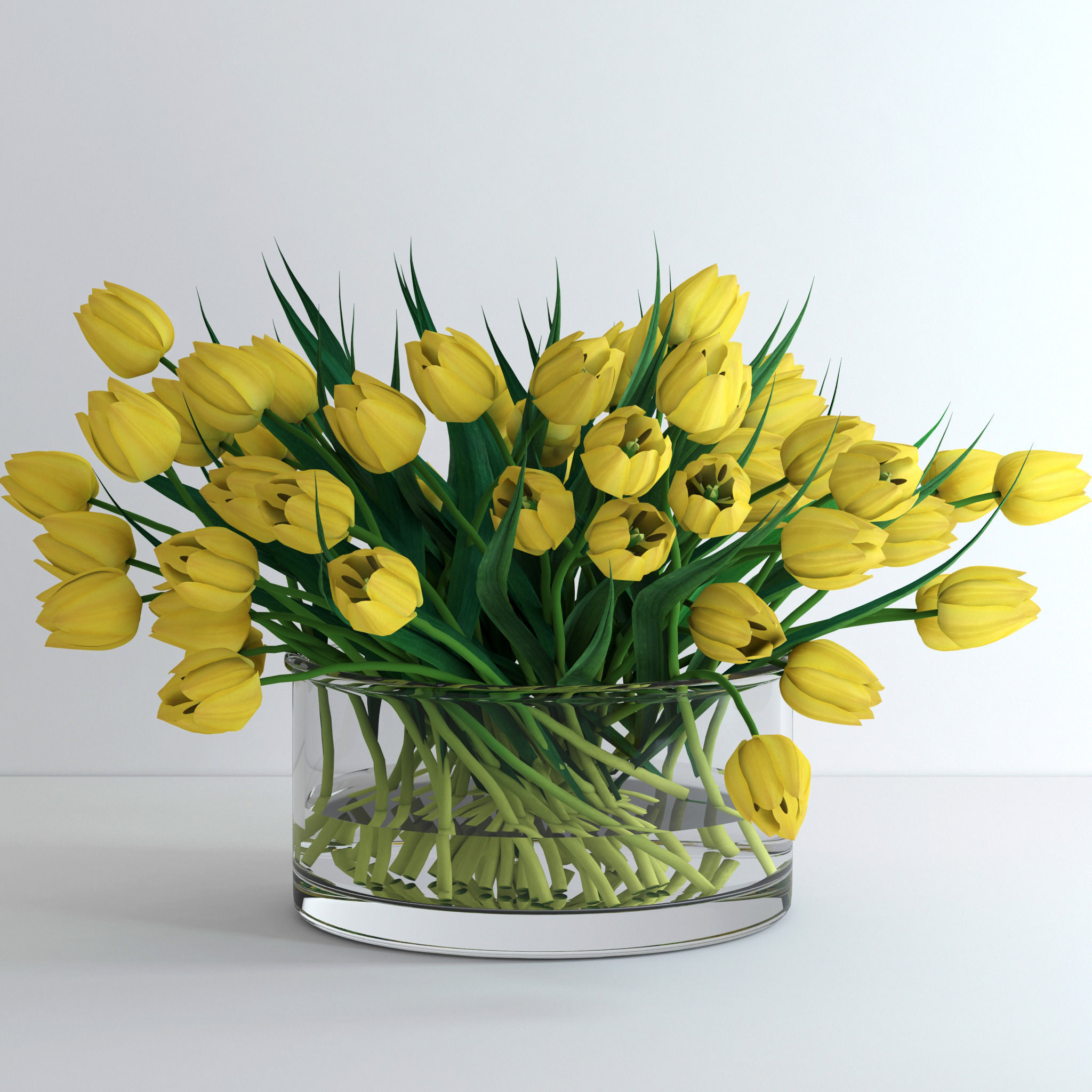 Yellow tulips 3D model_2