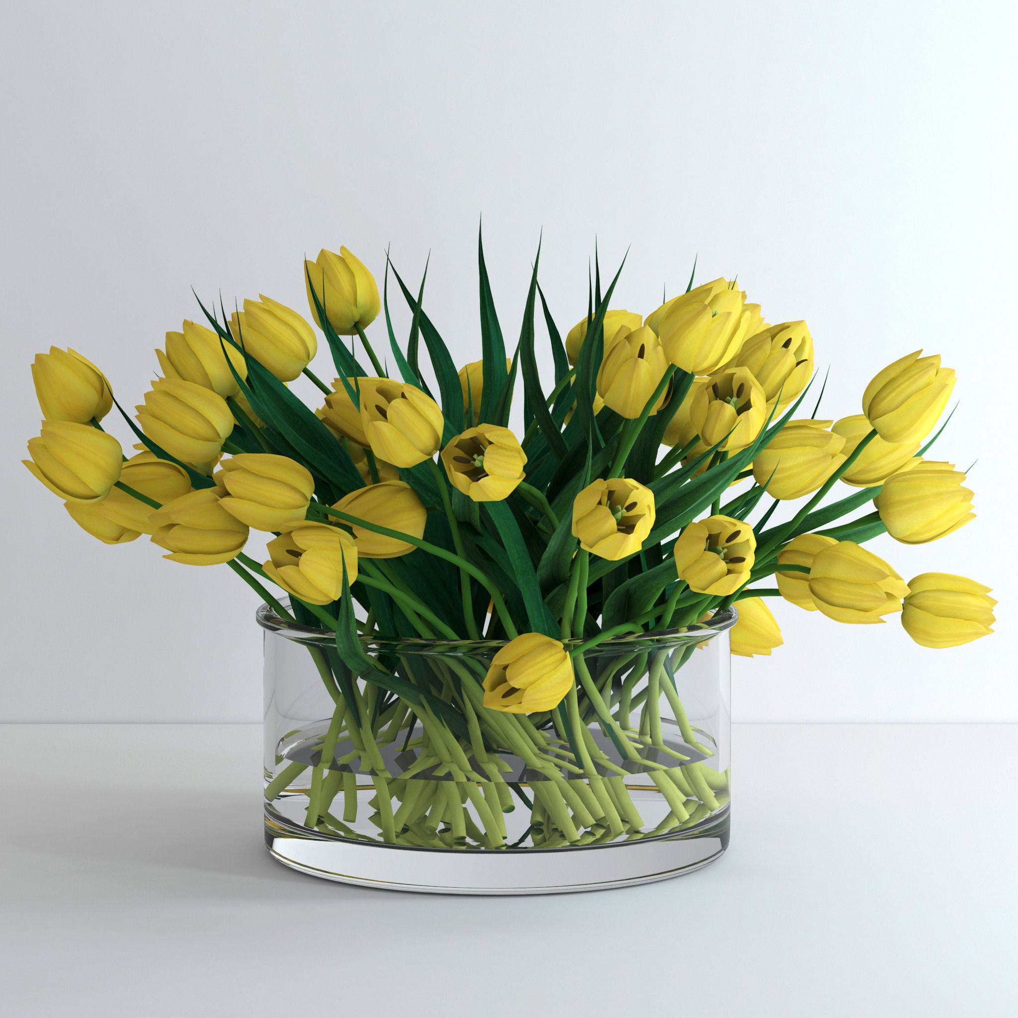 Yellow tulips 3D model_3
