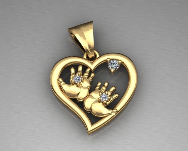 MGold015-2p Baby Hands Pendant 3D print model