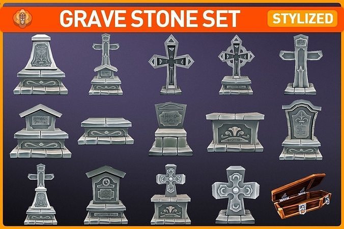Grave Stone Bundle 3D model
