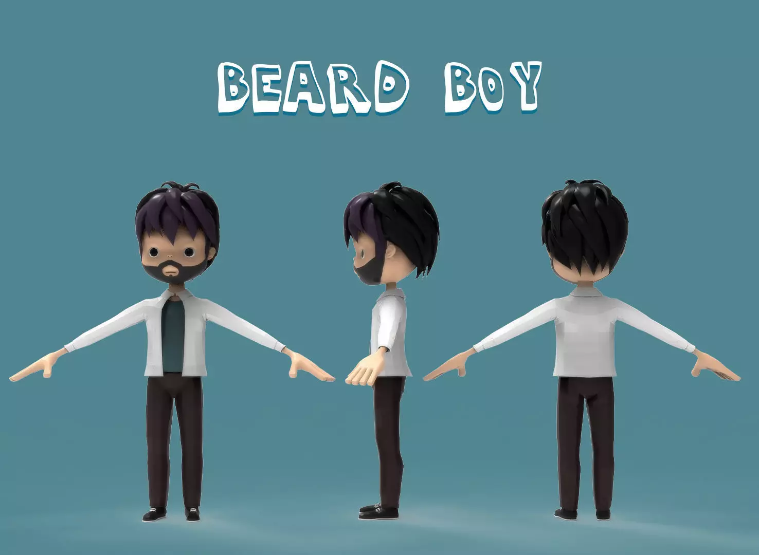 low poly cartoon beard boy Free low-poly 3D model