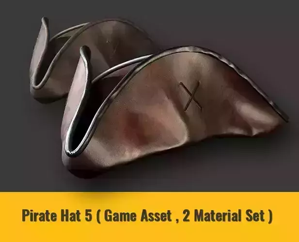 Pirate Hat 5 - Game Asset - 2 Material Set - Low-poly 3D model