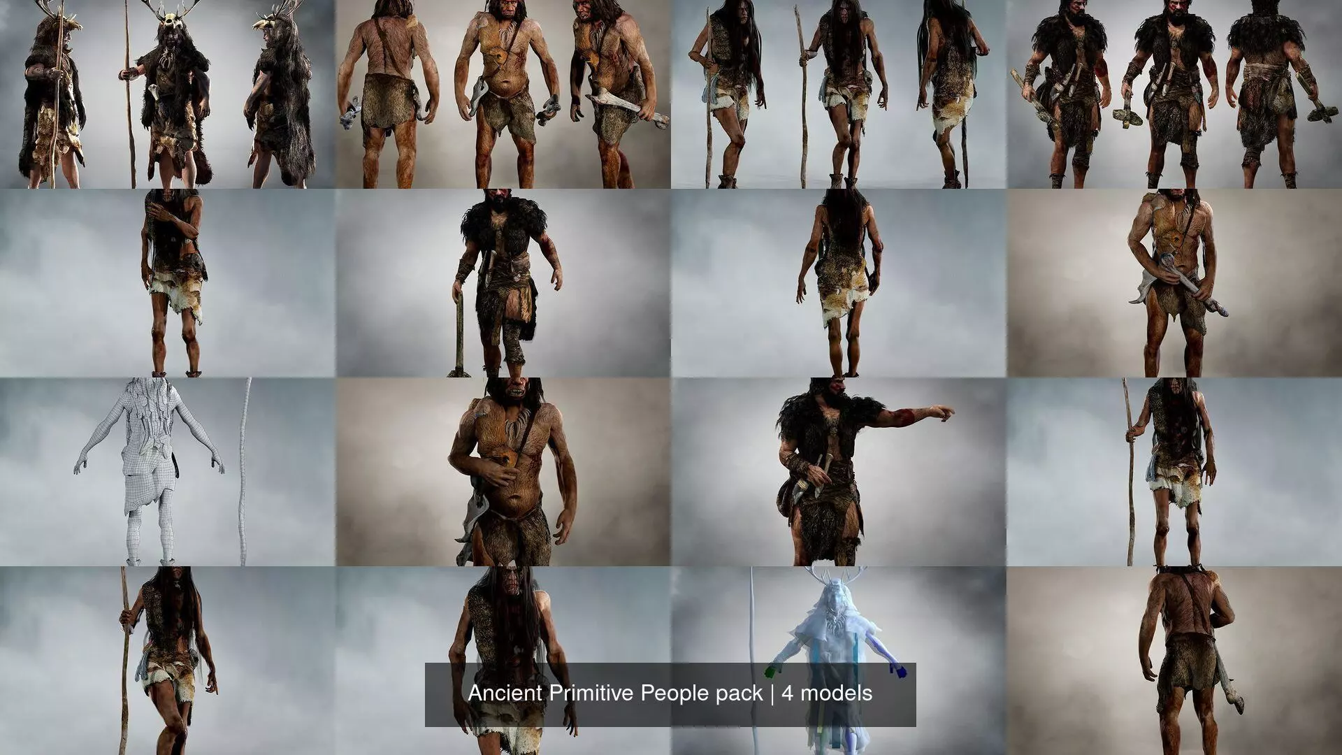 Ancient Primitive People pack 3D Model Collection_1