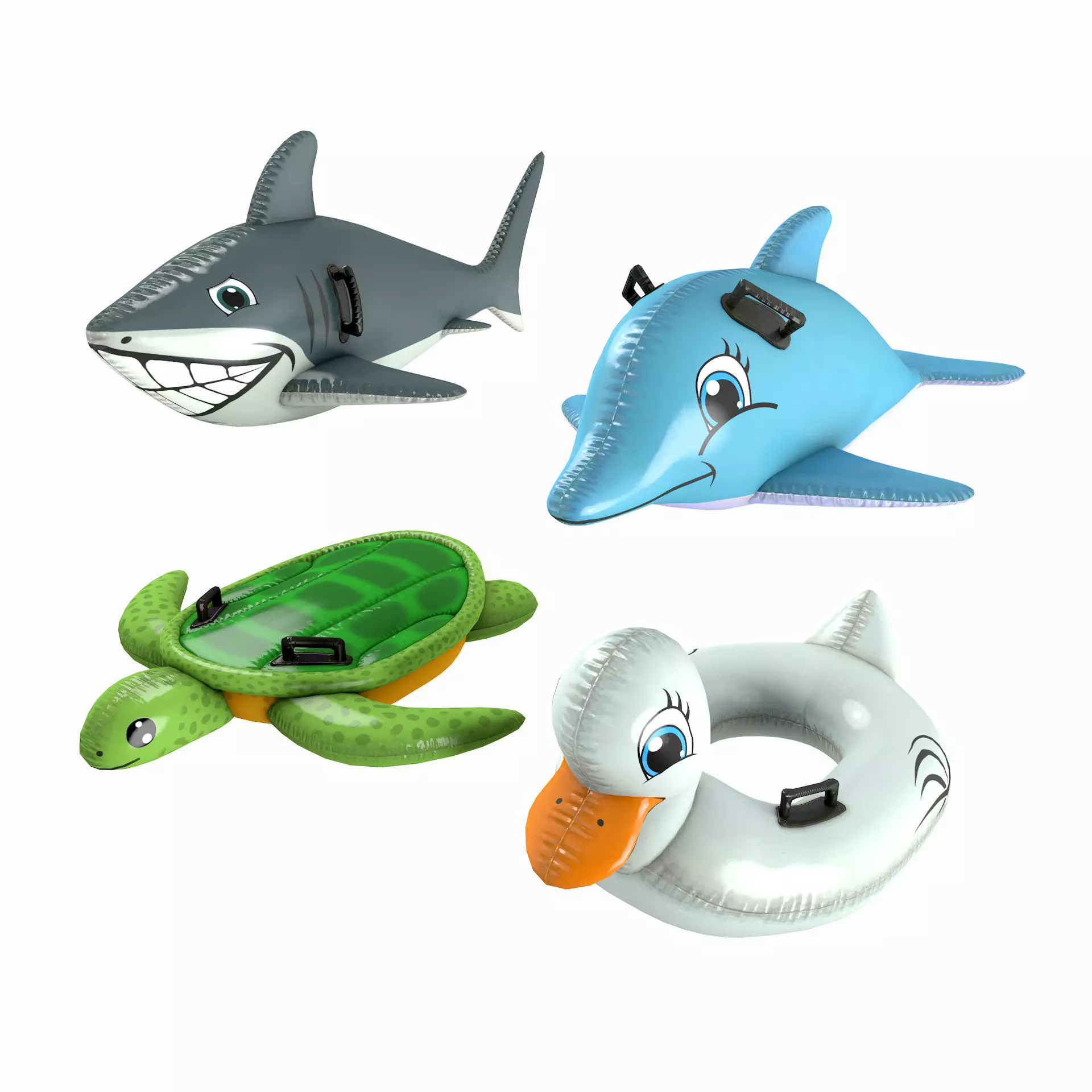 4 Inflatable Pool Toys Low-poly 3D model_0