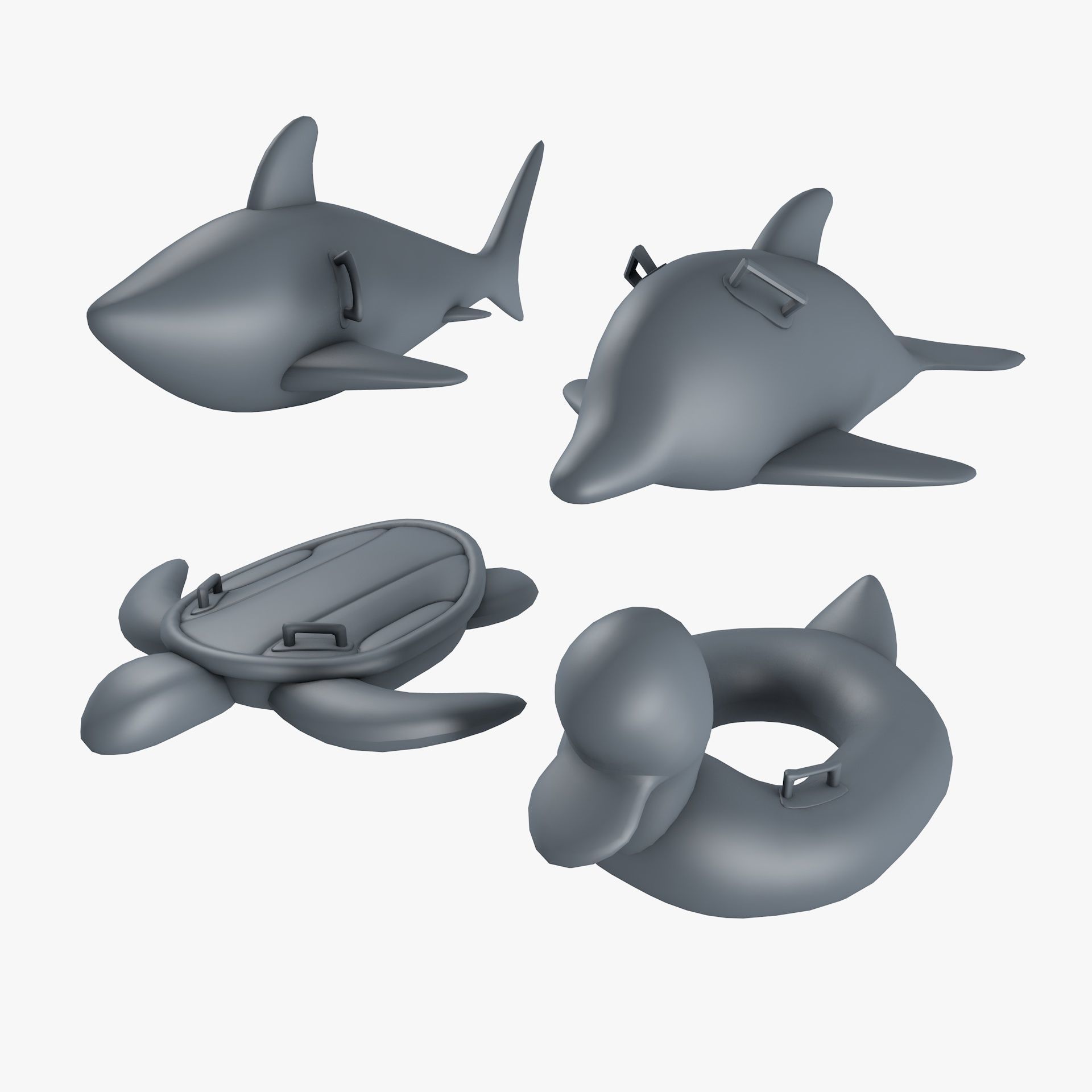 4 Inflatable Pool Toys Low-poly 3D model_9