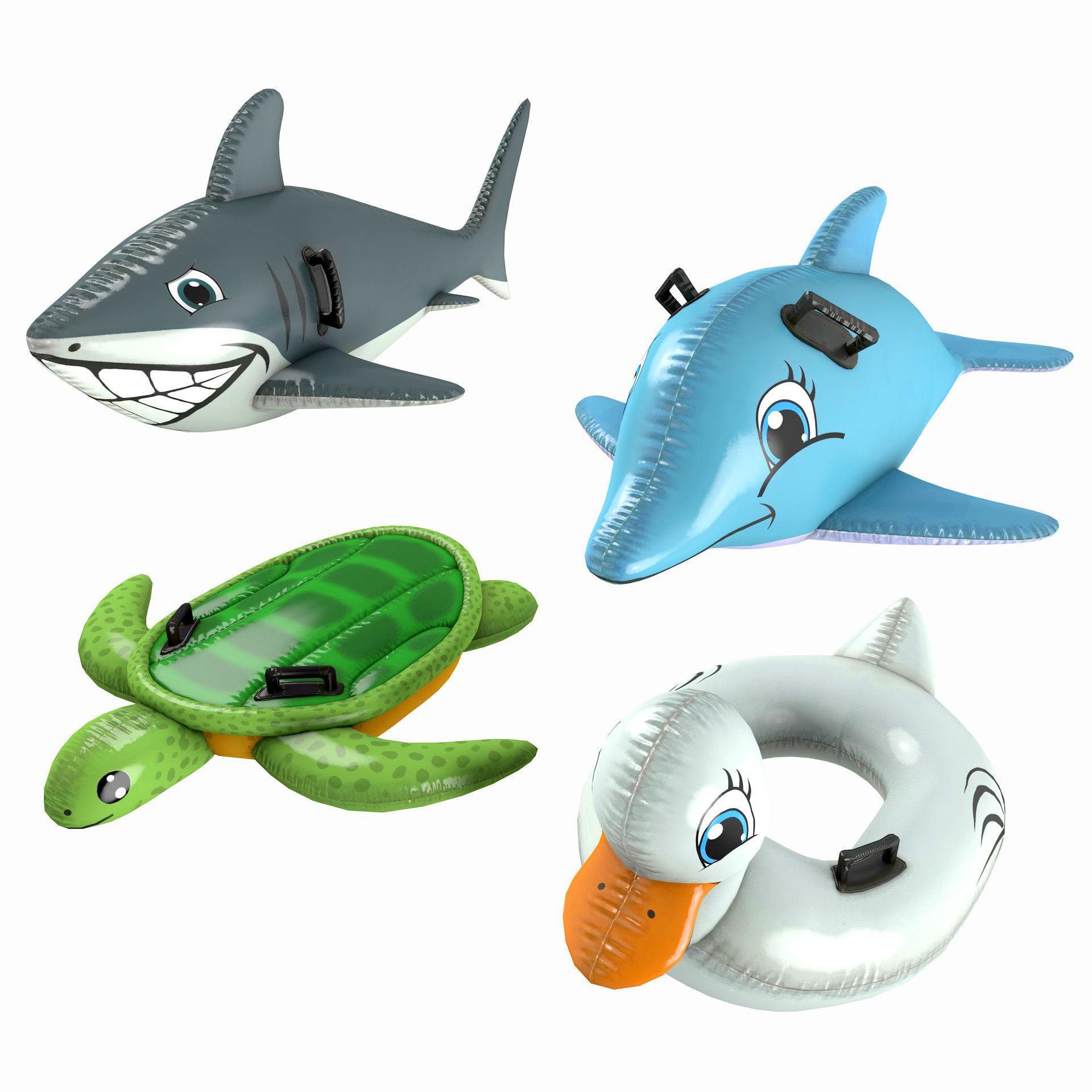 4 Inflatable Pool Toys Low-poly 3D model_3