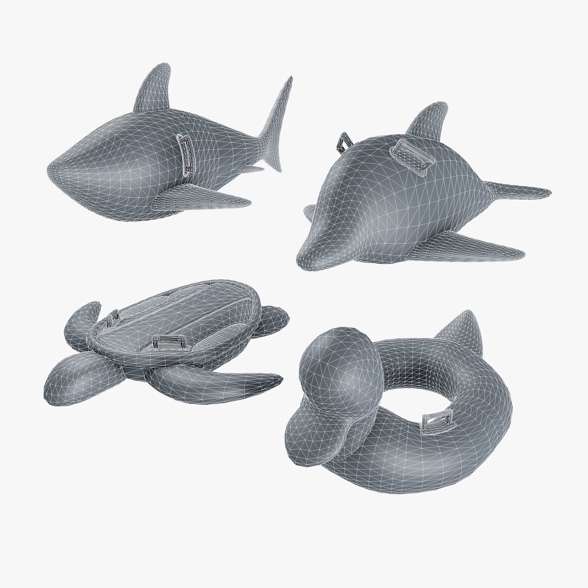 4 Inflatable Pool Toys Low-poly 3D model_10