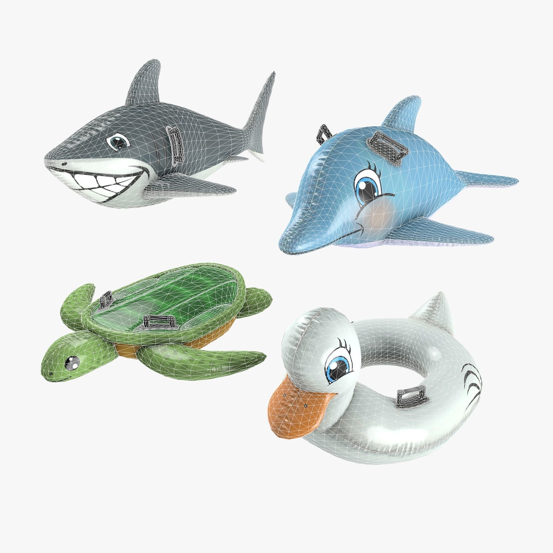 4 Inflatable Pool Toys Low-poly 3D model_8
