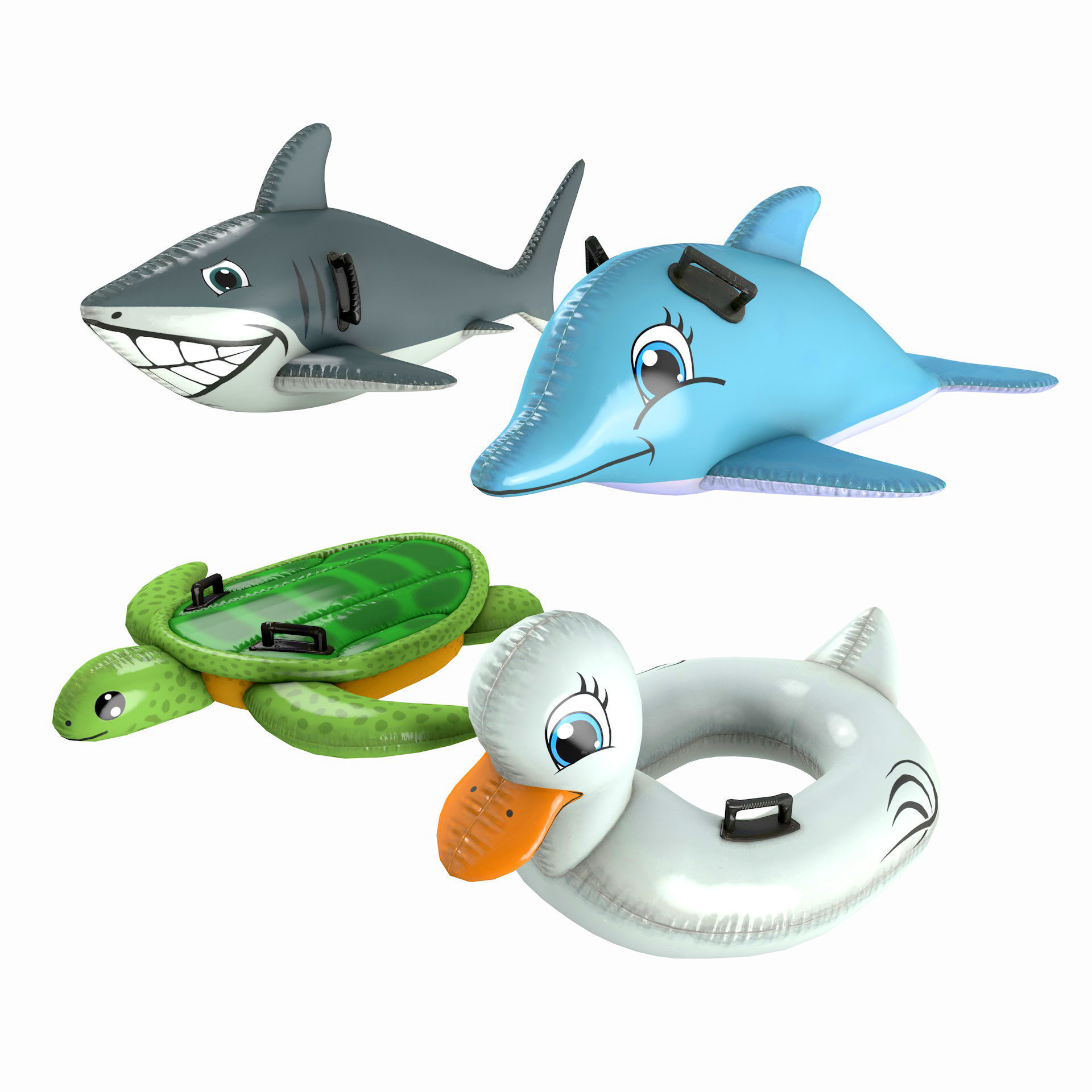 4 Inflatable Pool Toys Low-poly 3D model_1