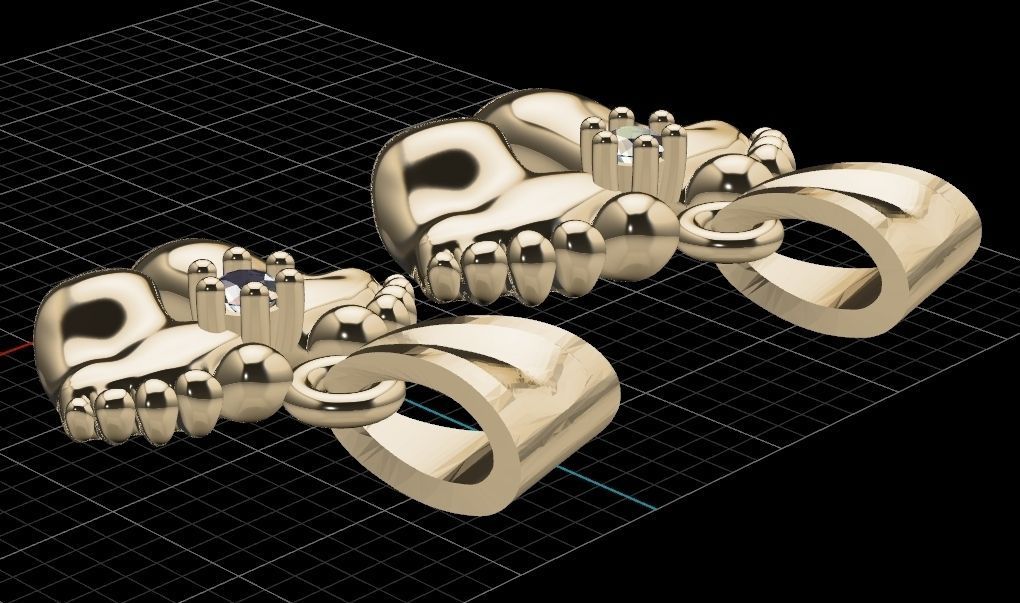 MGold015-3p Baby Foots 2 Pendants 3D print model_3