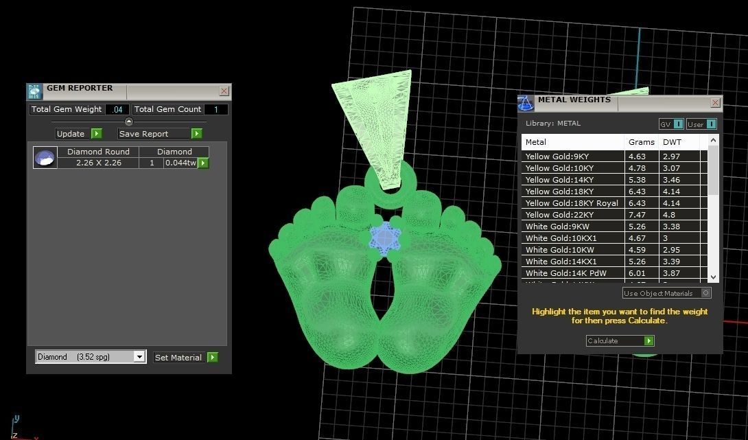 MGold015-3p Baby Foots 2 Pendants 3D print model_5