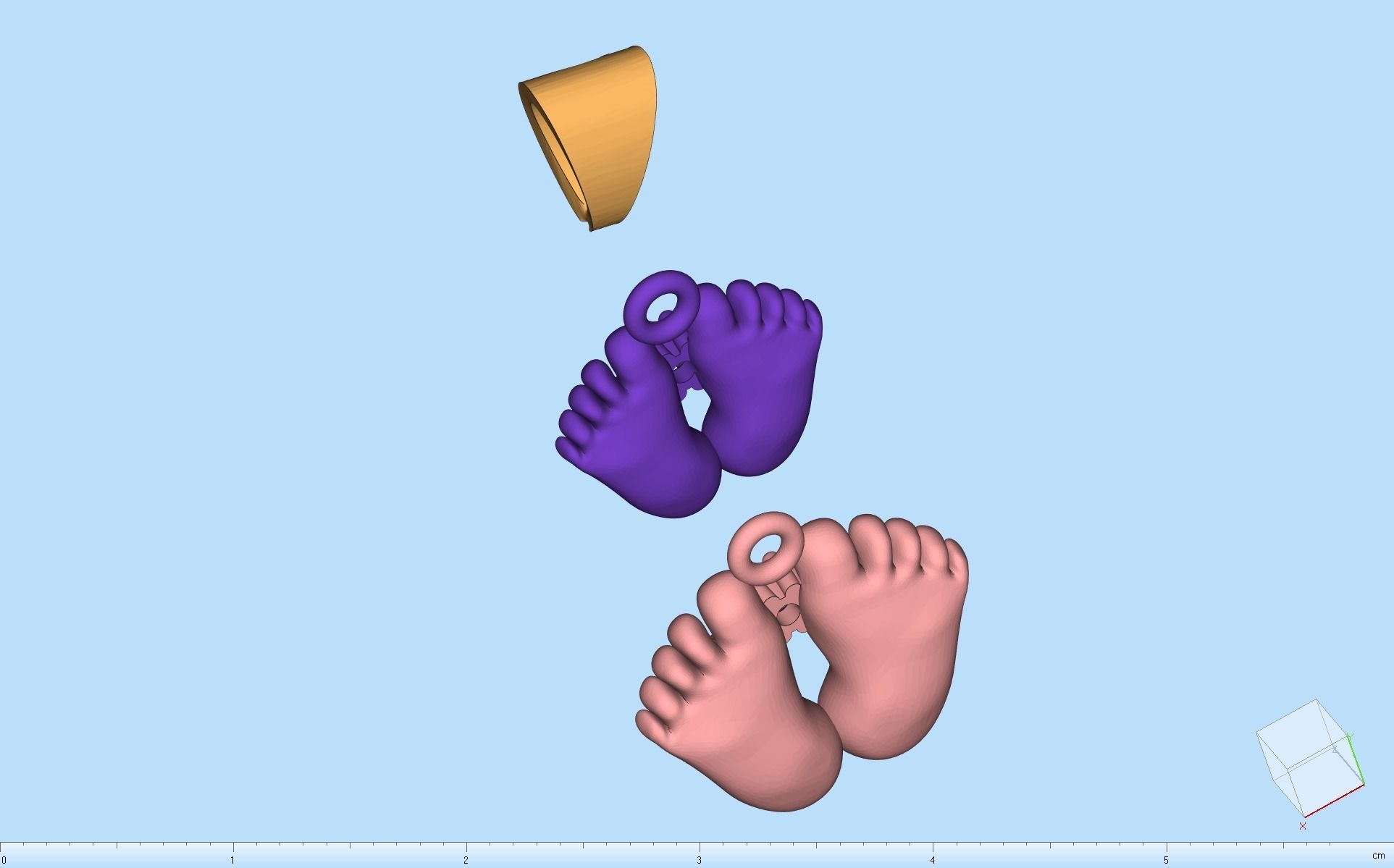 MGold015-3p Baby Foots 2 Pendants 3D print model_10