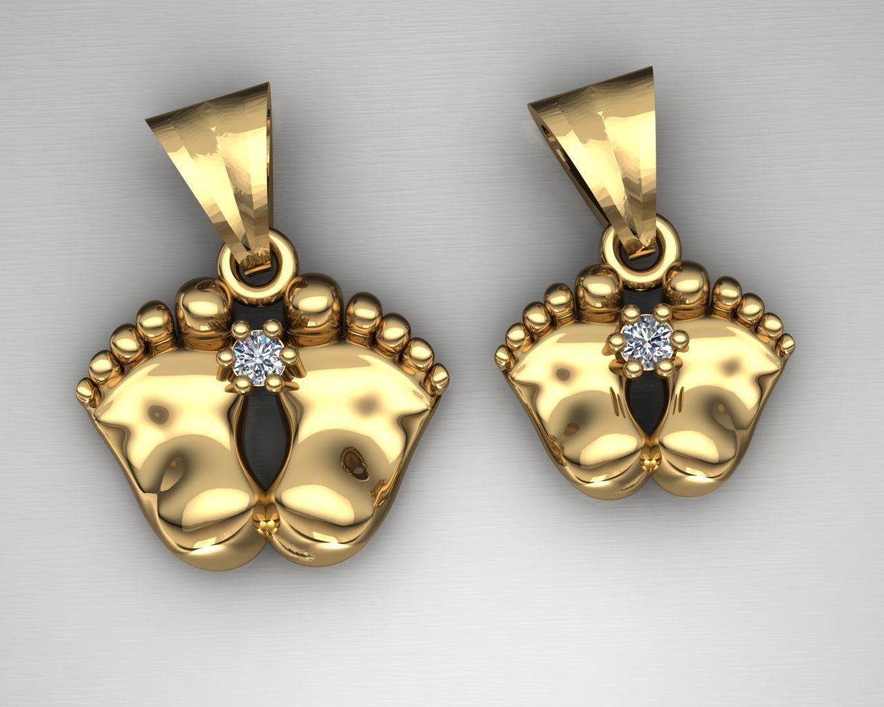 MGold015-3p Baby Foots 2 Pendants 3D print model_0