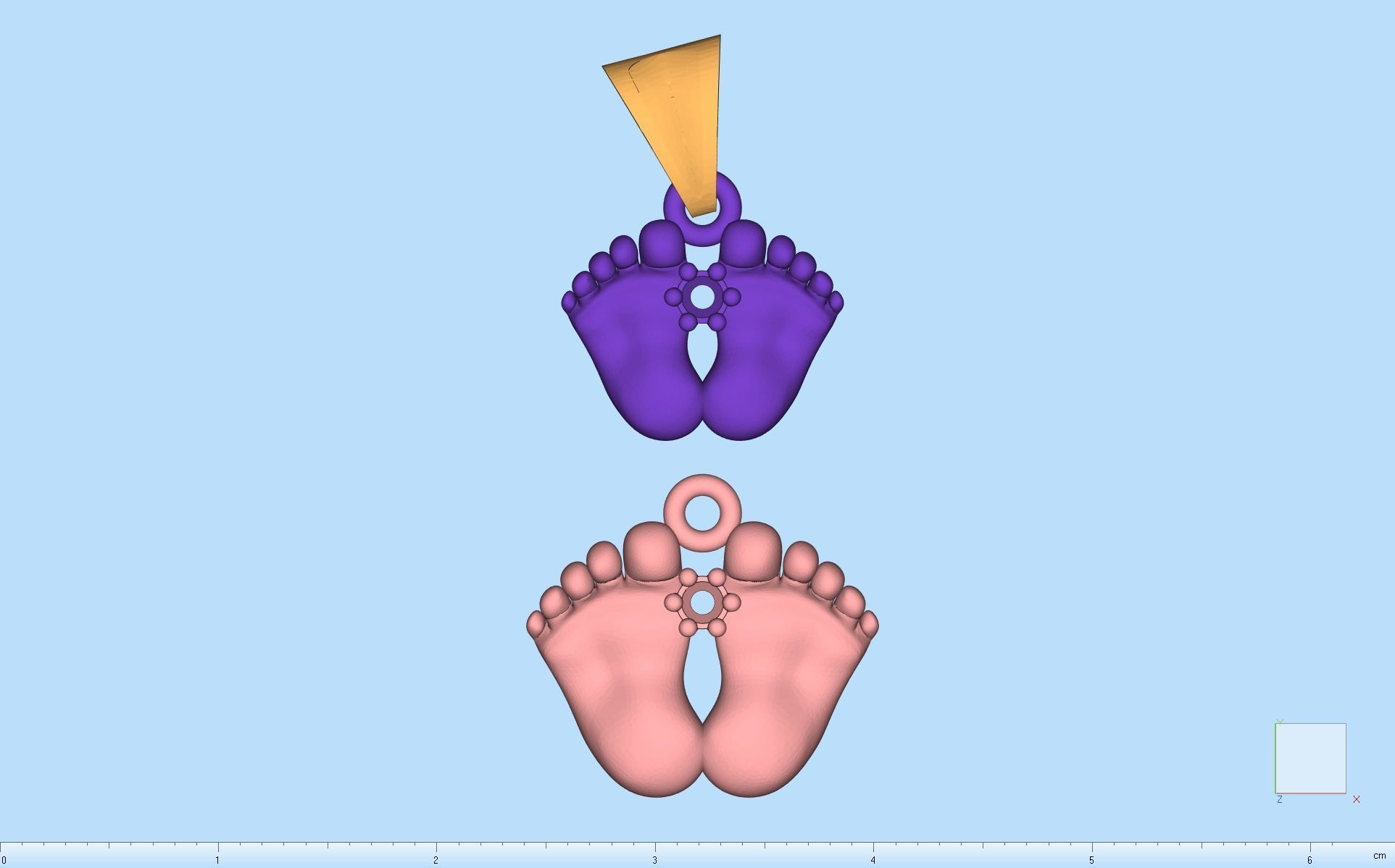 MGold015-3p Baby Foots 2 Pendants 3D print model_6