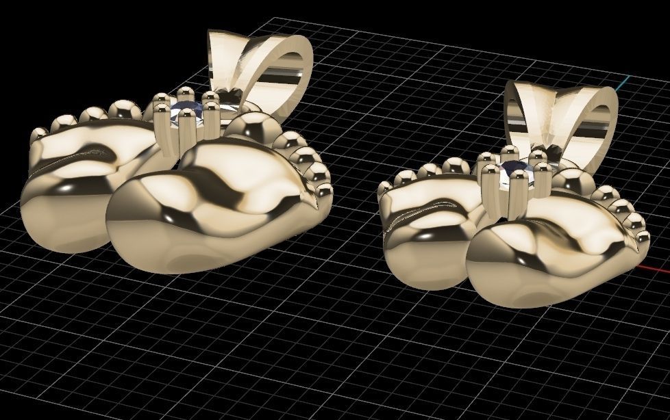 MGold015-3p Baby Foots 2 Pendants 3D print model_2
