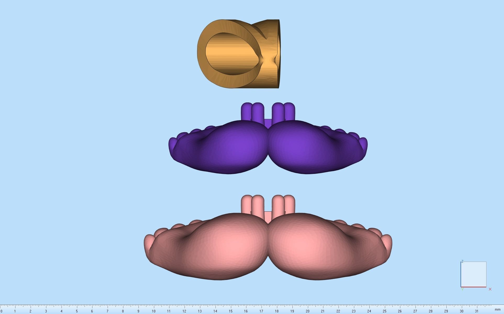 MGold015-3p Baby Foots 2 Pendants 3D print model_8