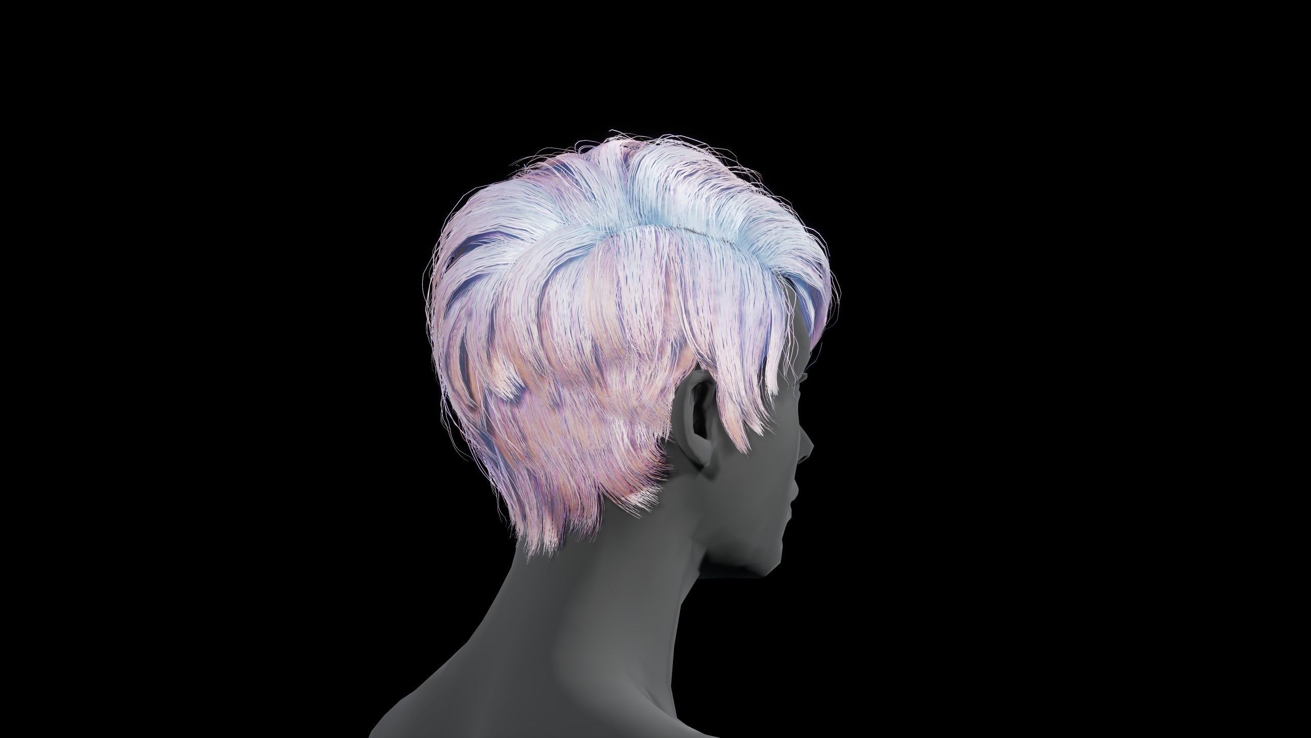 Hairstyle pack2 x5 pieces PBR Rigging Skinnin Low-poly 3D model_13