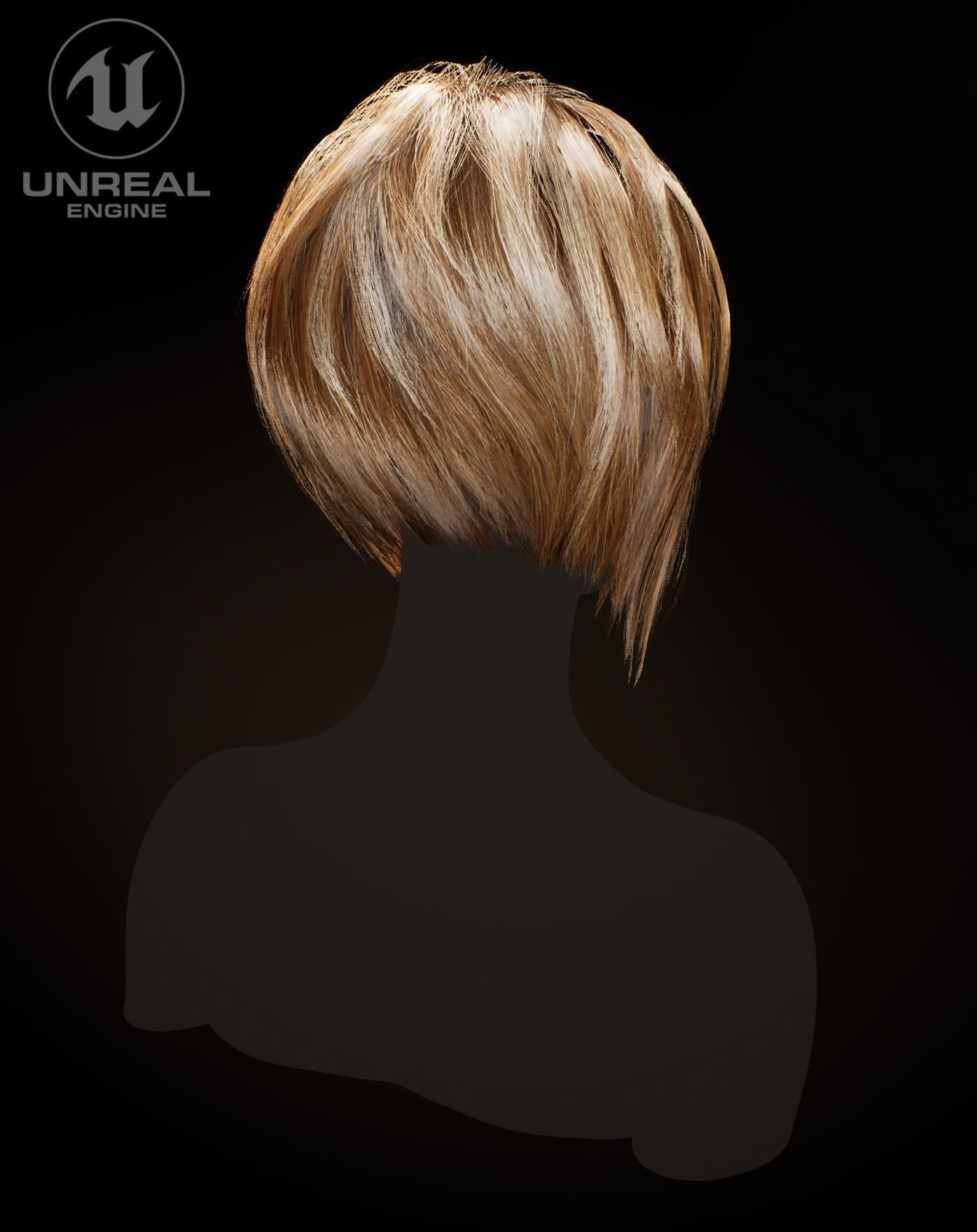 Hairstyle pack2 x5 pieces PBR Rigging Skinnin Low-poly 3D model_7