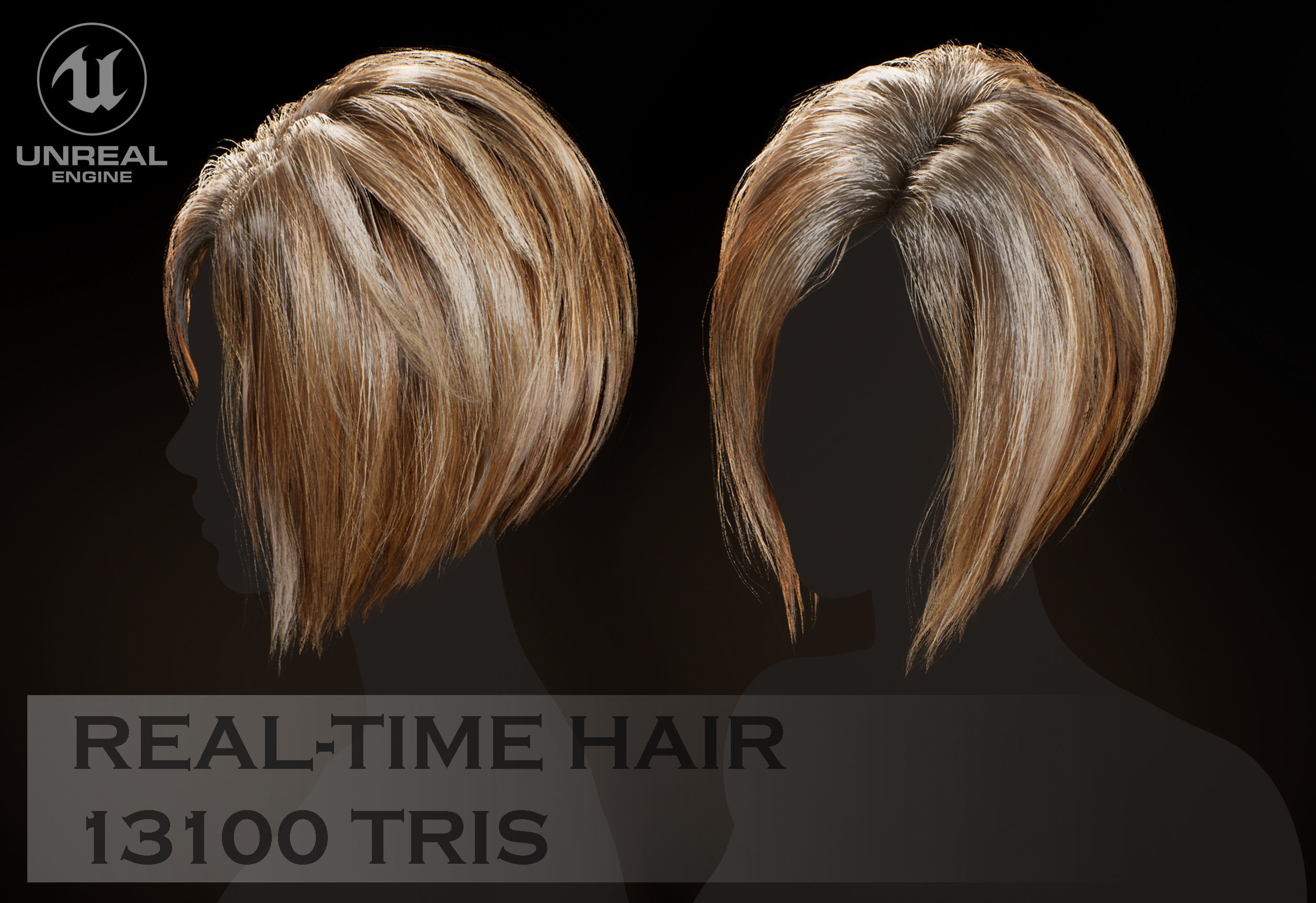 Hairstyle pack2 x5 pieces PBR Rigging Skinnin Low-poly 3D model_6