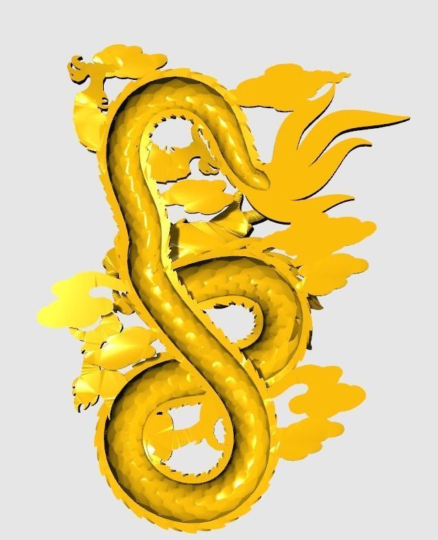 Asian china relief dragon pendants 9 3D print model_5