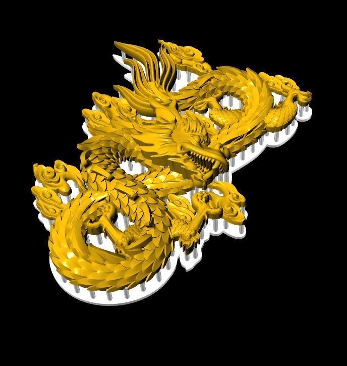 Asian china relief dragon pendants 9 3D print model_7