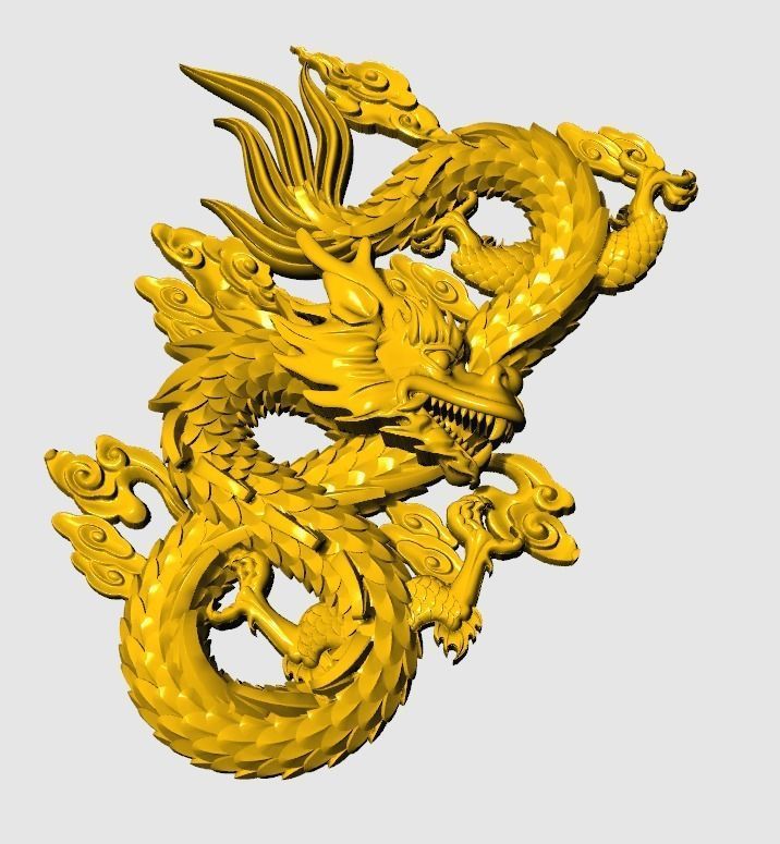 Asian china relief dragon pendants 9 3D print model_2