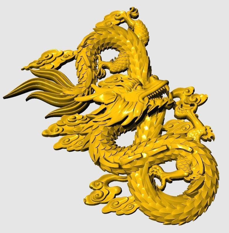 Asian china relief dragon pendants 9 3D print model_3