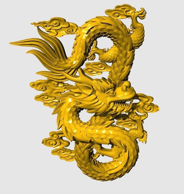 Asian china relief dragon pendants 9 3D print model_4