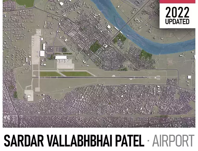 Ahmedabad Airport Low-poly 3D model