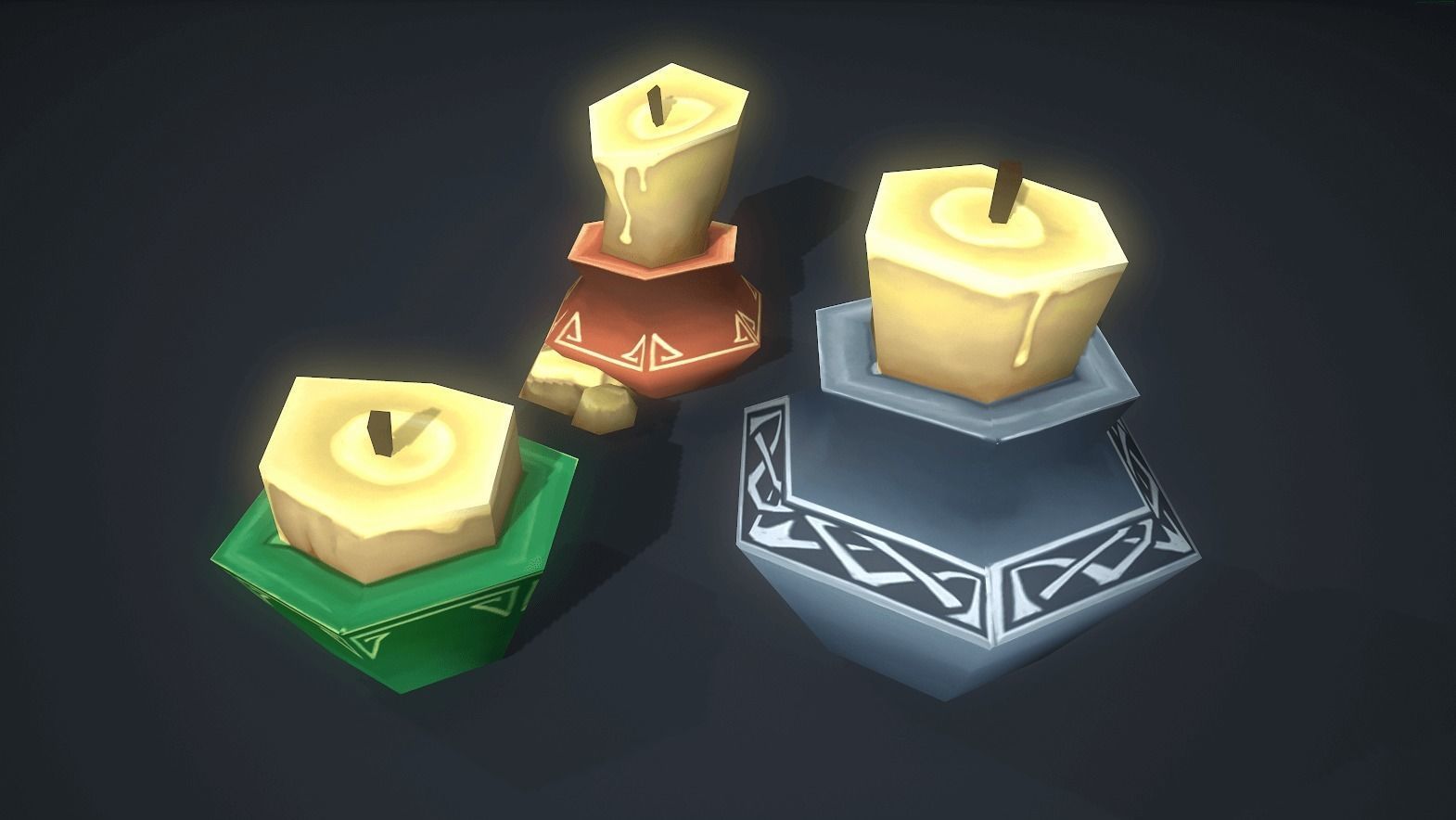 Stylized Candle Set 3D model_1