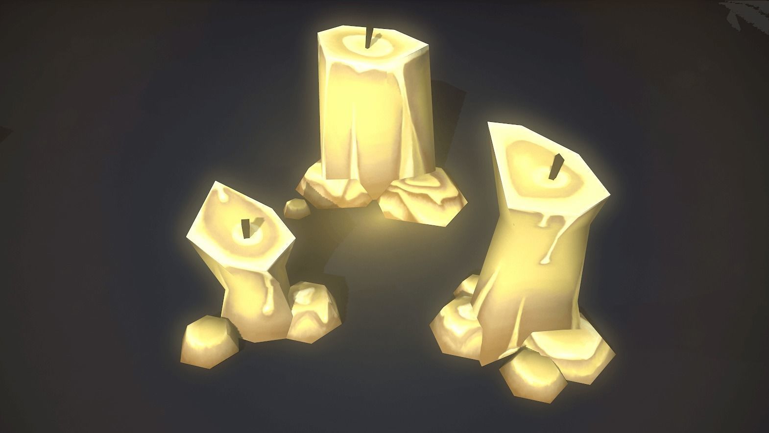 Stylized Candle Set 3D model_3