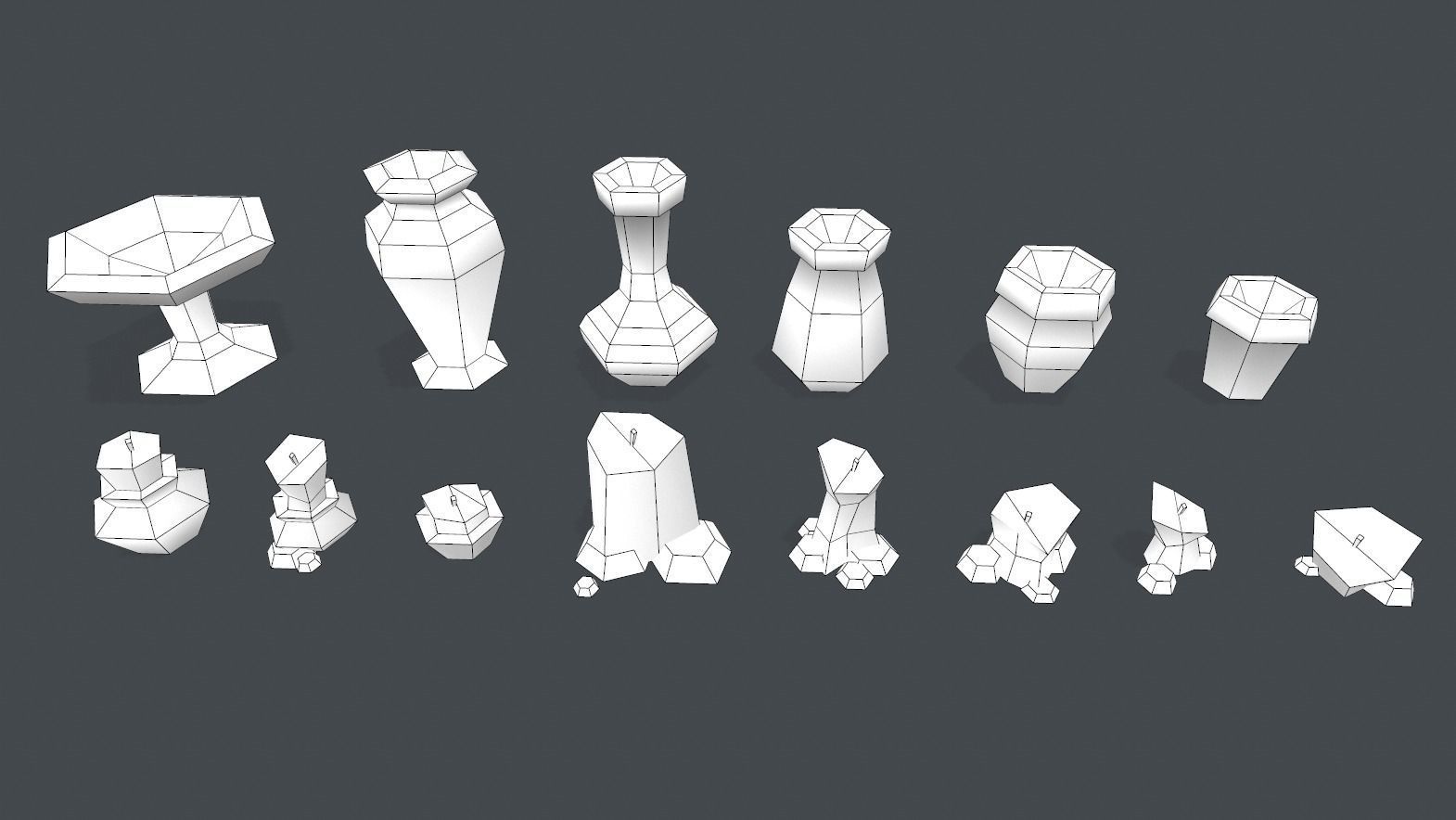 Stylized Candle Set 3D model_6