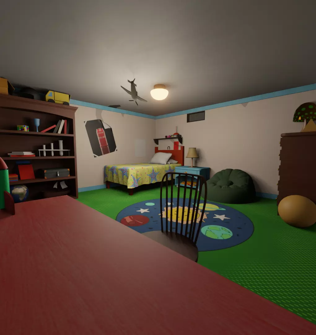 Bedroom house with windows Free 3D model