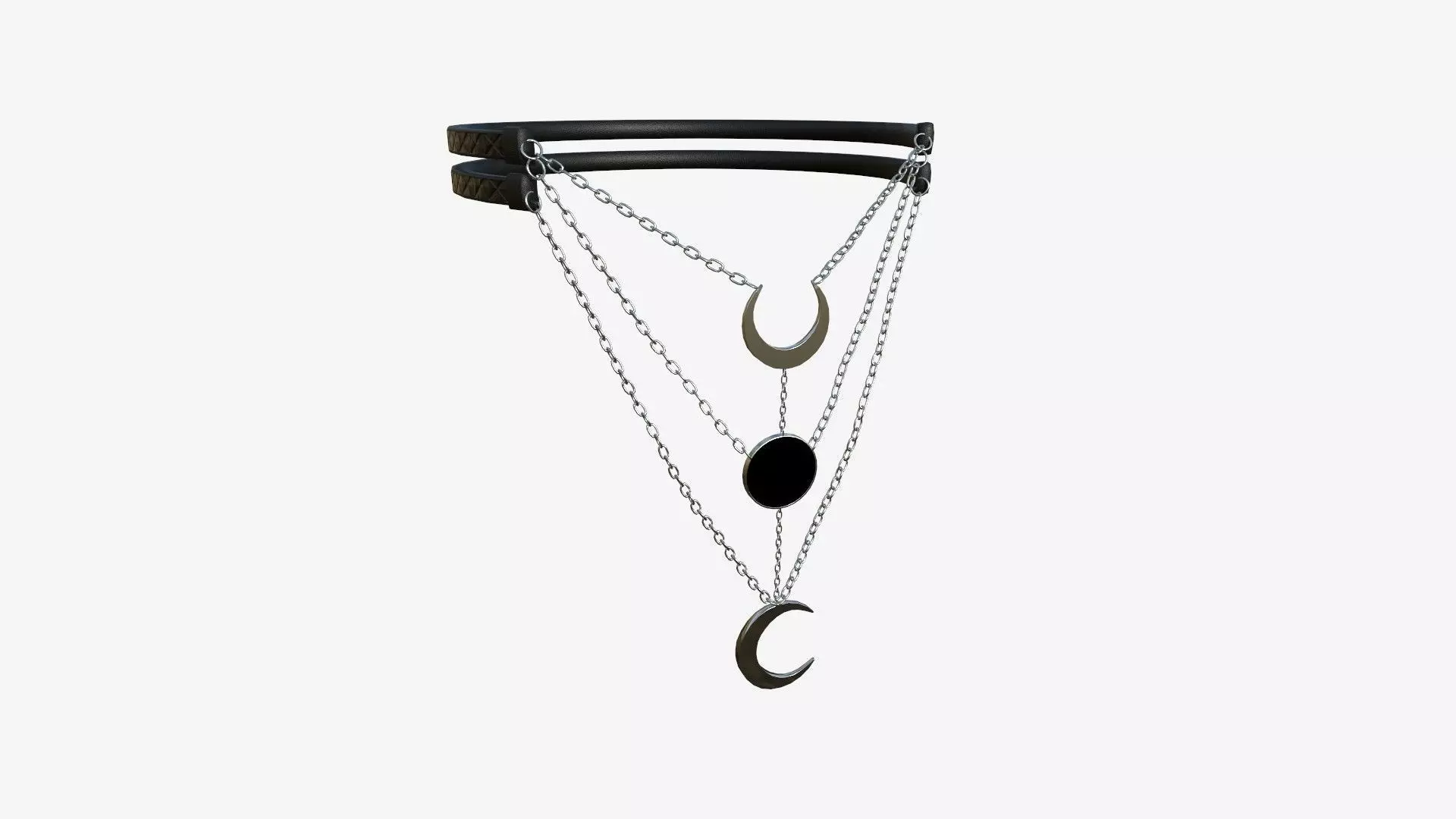 Gothic Collar H01 Black Silver - Character Fashion Design Low-poly 3D model