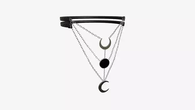 Gothic Collar H01 Black Silver - Character Fashion Design Low-poly 3D model