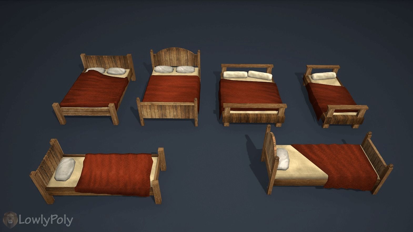 Medieval Furnitures Low-poly 3D model_4