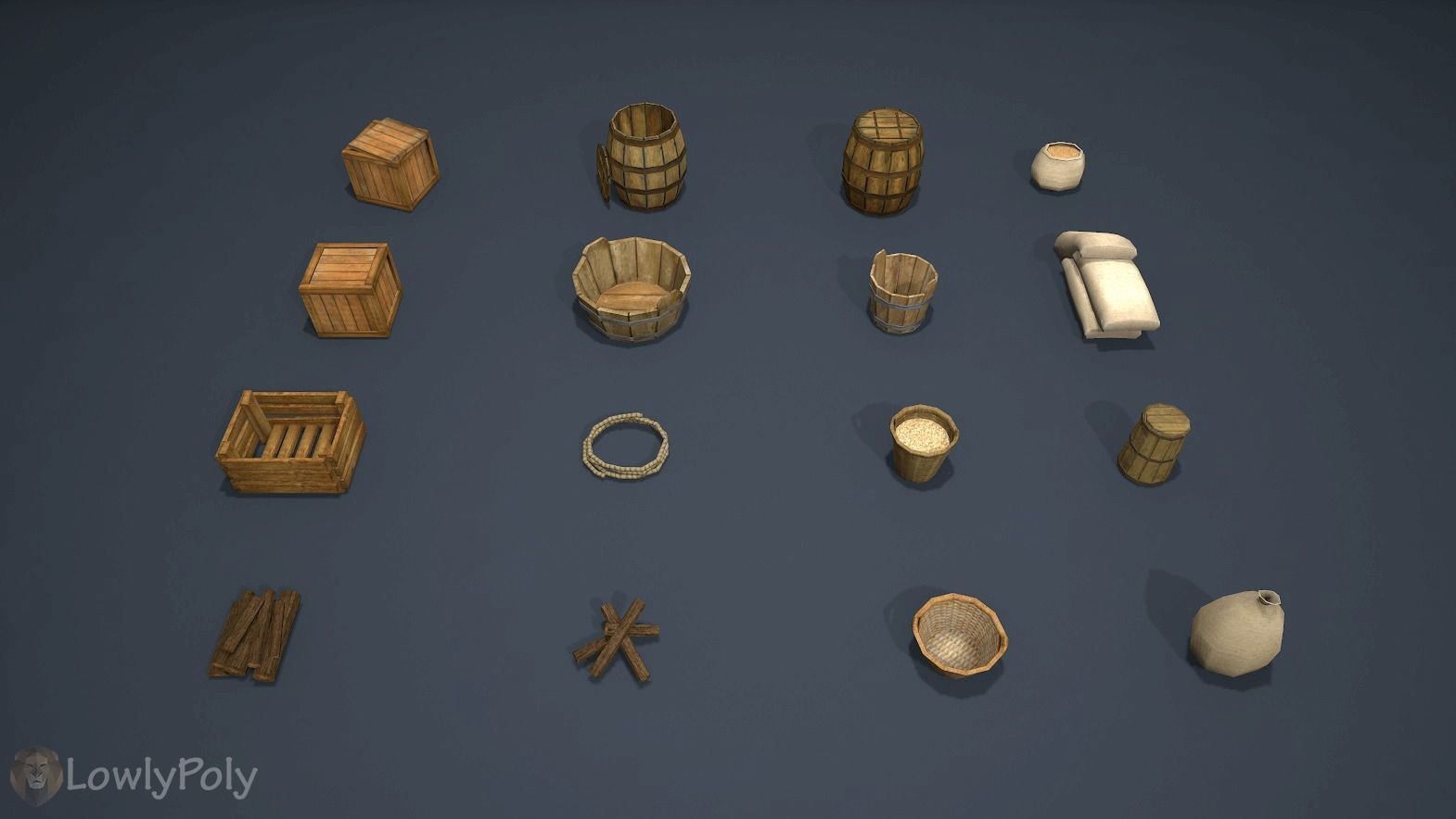 Medieval Furnitures Low-poly 3D model_6