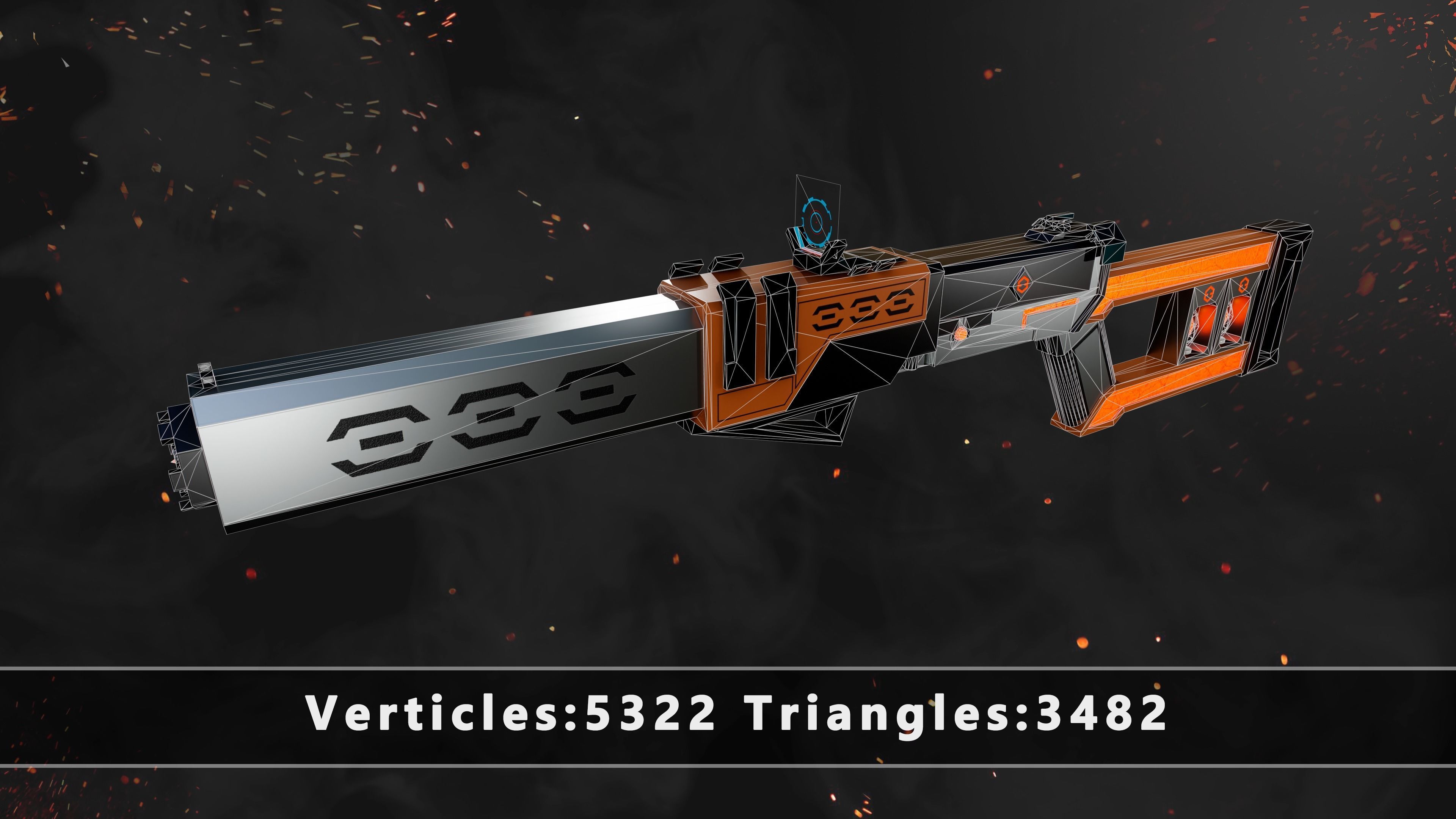 Future Sci-Fi Blaster Shotgun Game-Ready Low-poly 3D model_7