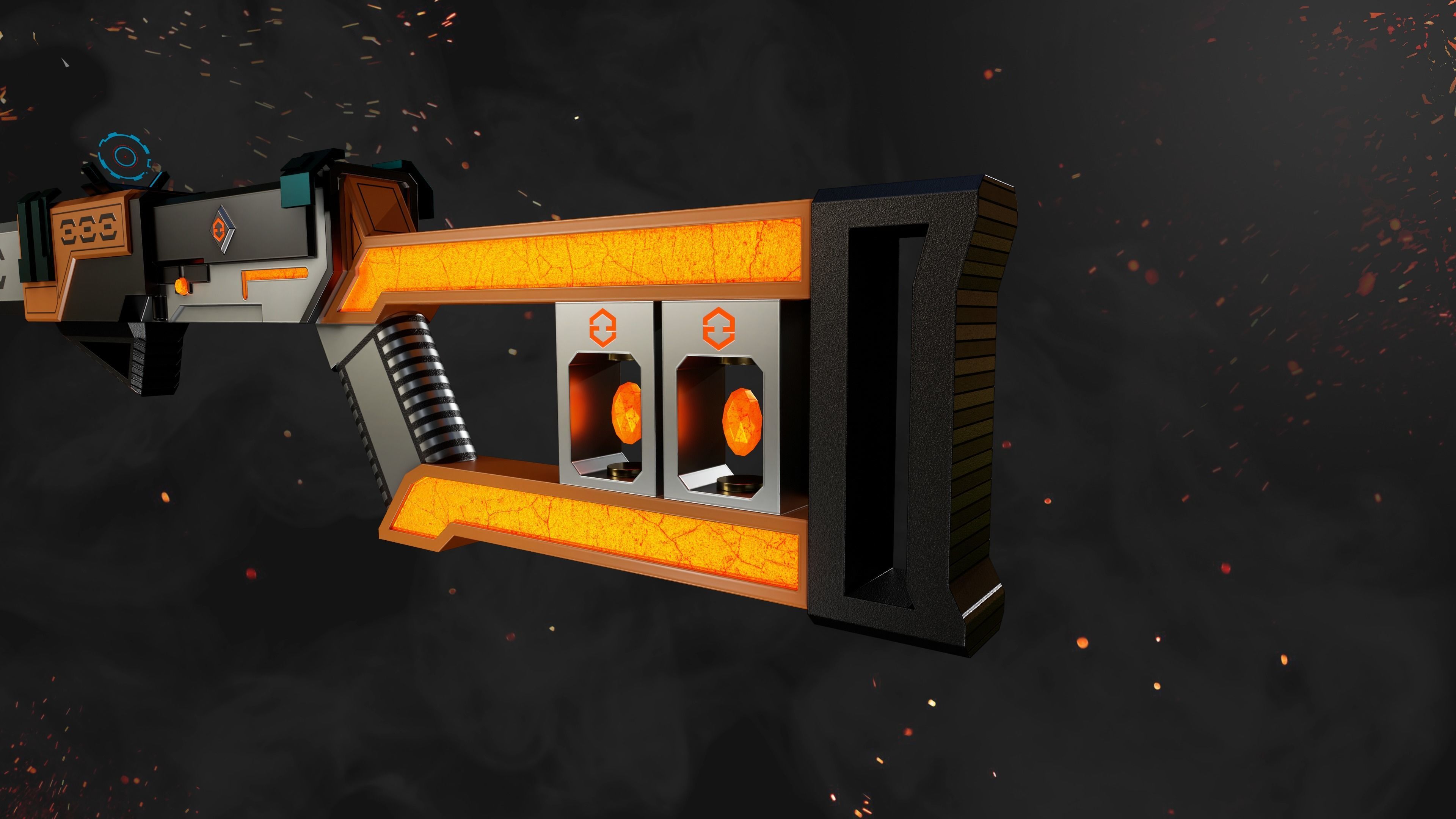 Future Sci-Fi Blaster Shotgun Game-Ready Low-poly 3D model_6