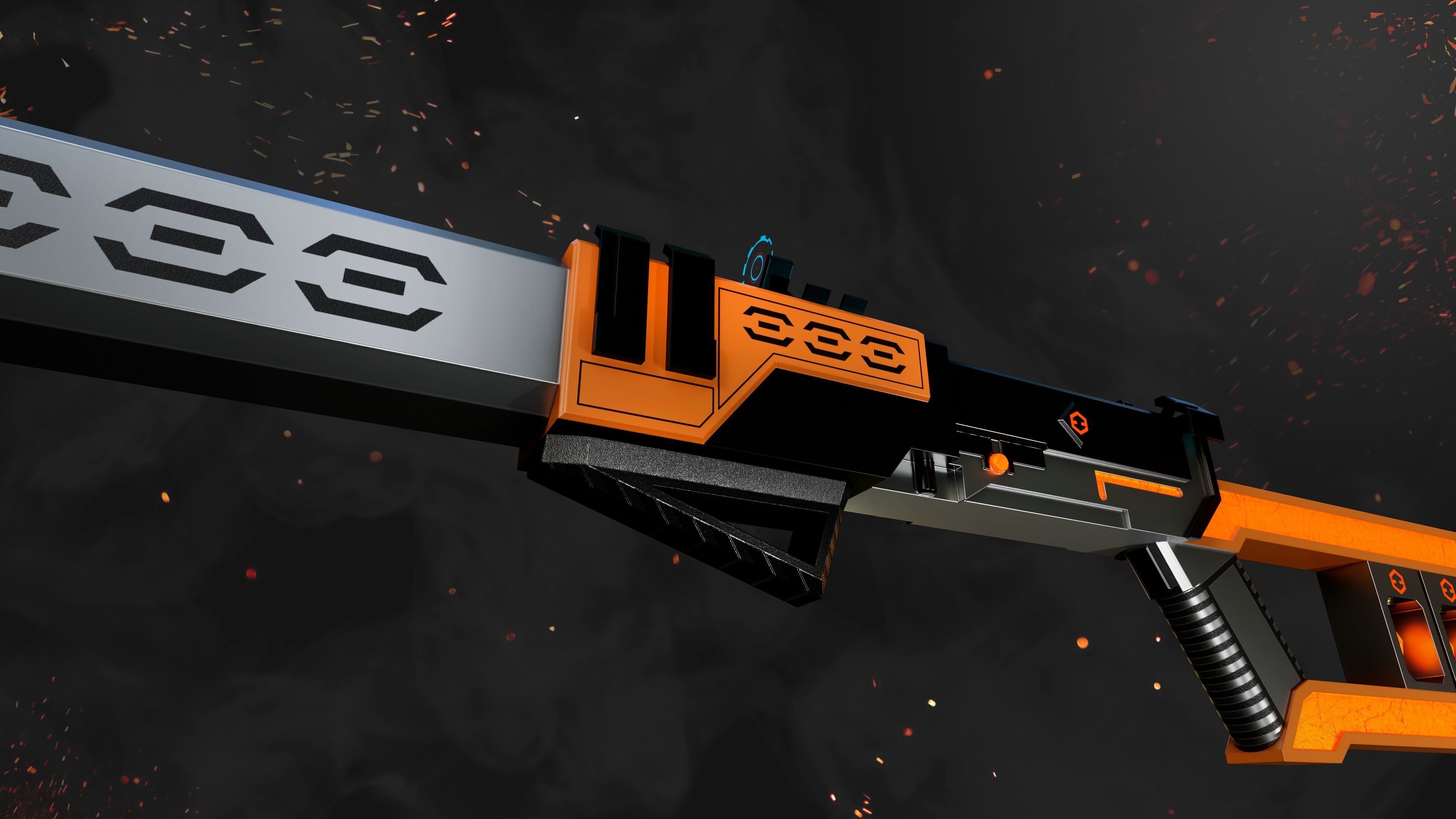 Future Sci-Fi Blaster Shotgun Game-Ready Low-poly 3D model_5