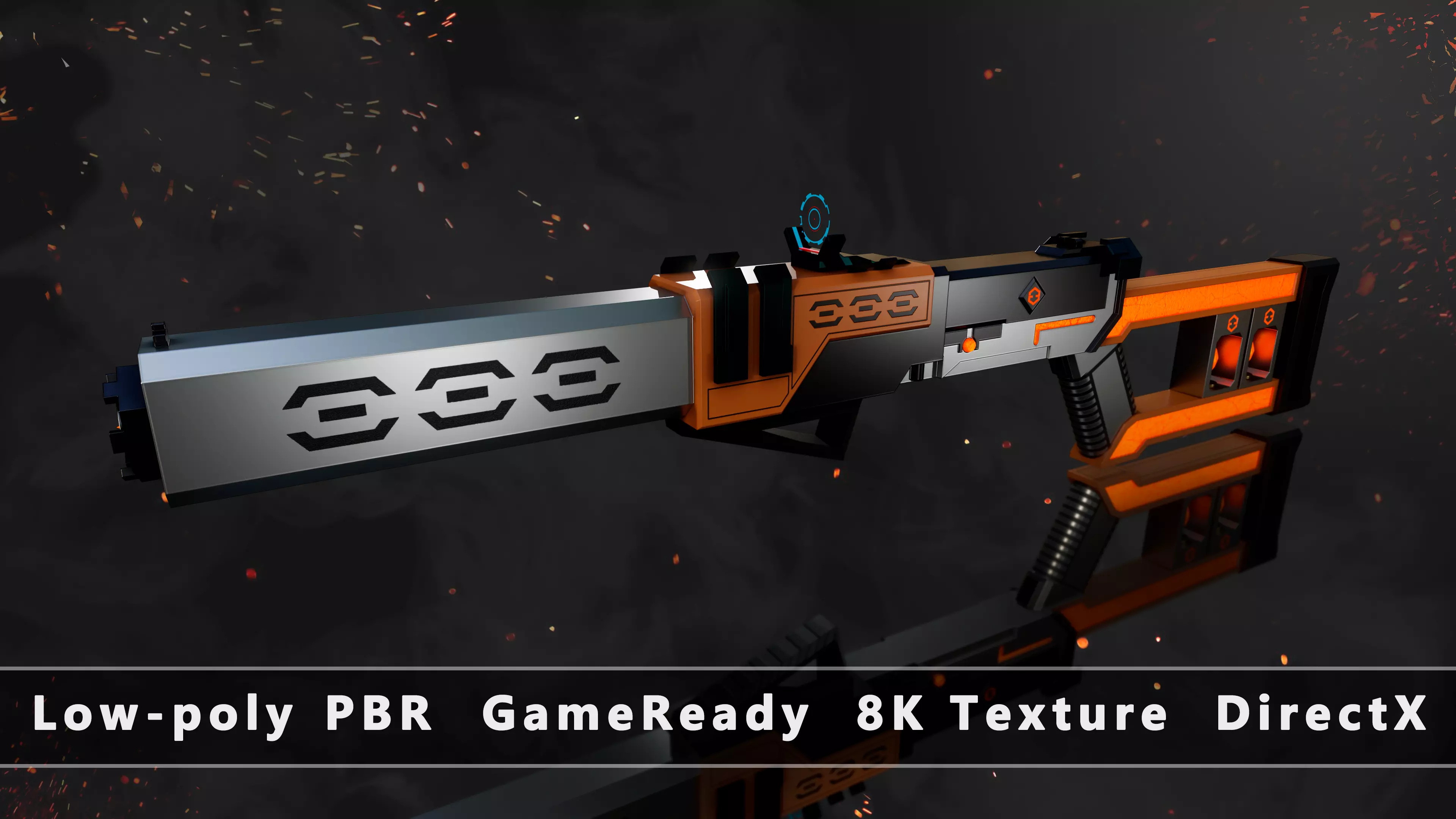 Future Sci-Fi Blaster Shotgun Game-Ready Low-poly 3D model_0